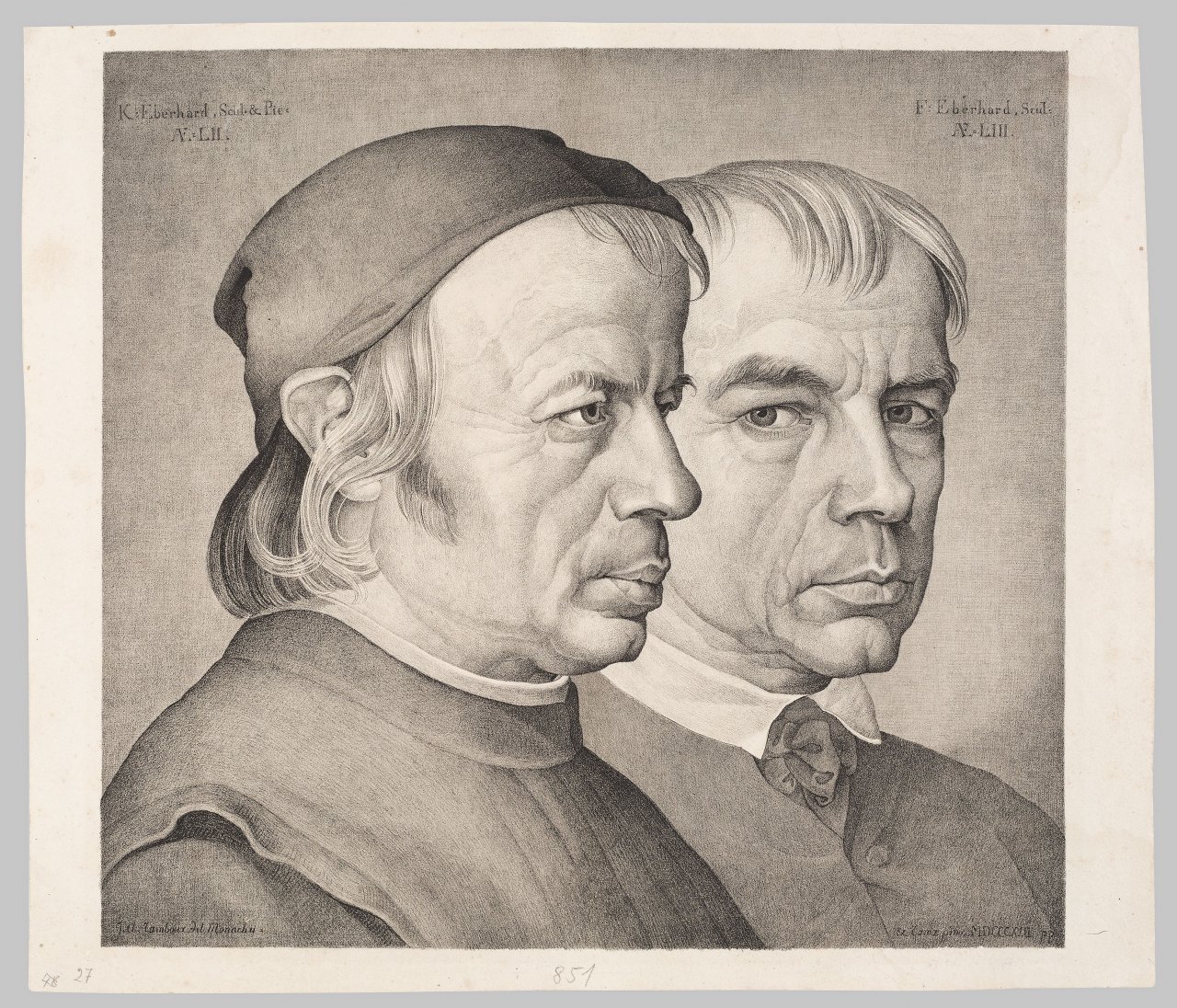 This picture shows the following artwork: Johann Anton Ramboux. ”Bildnis der Gebrüder Konrad und Franz Eberhard”. 1822.