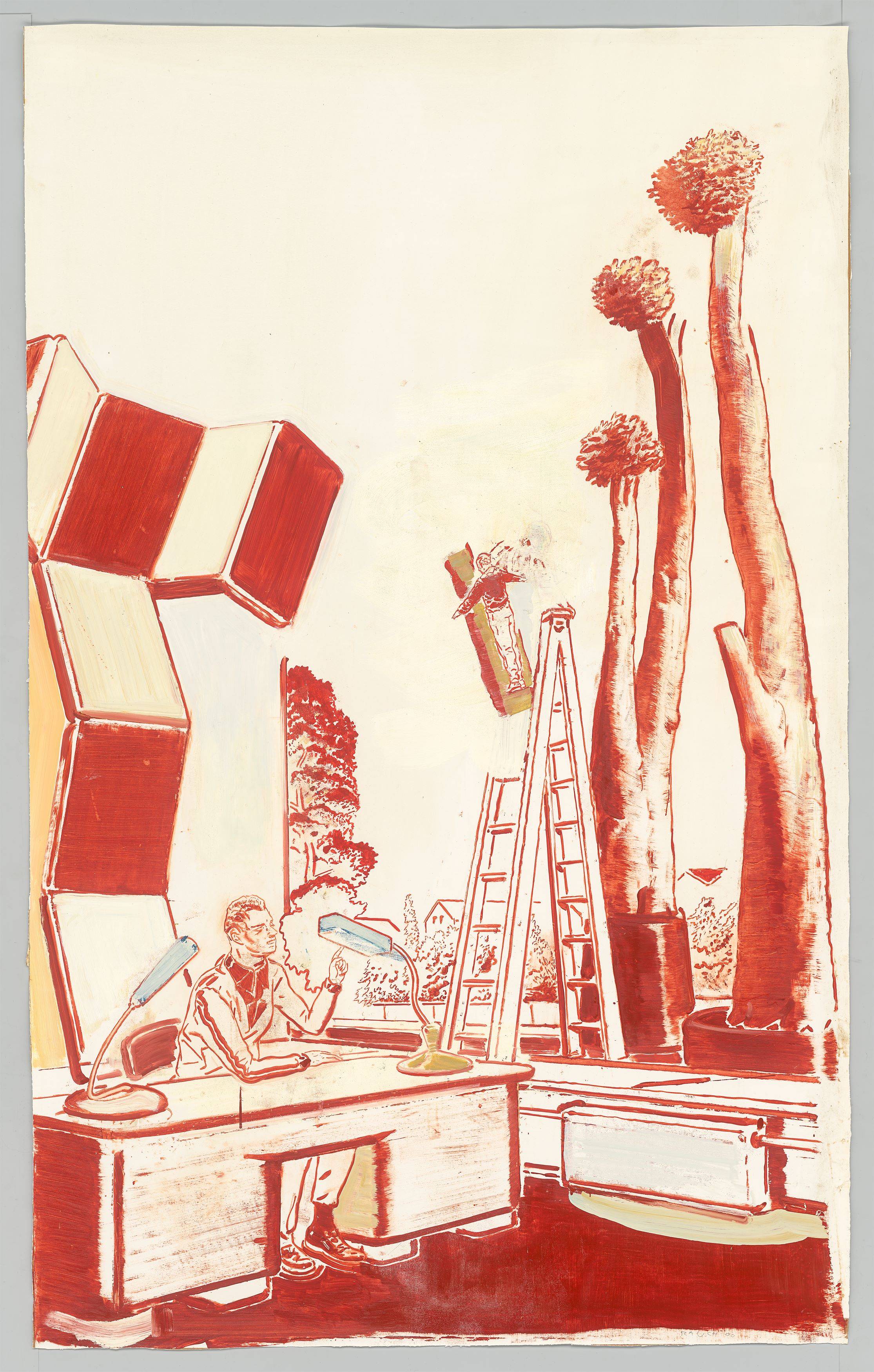 Auf diesem Bild ist das folgende Kunstwerk zu sehen: Neo Rauch. Die Leiter. 2000.