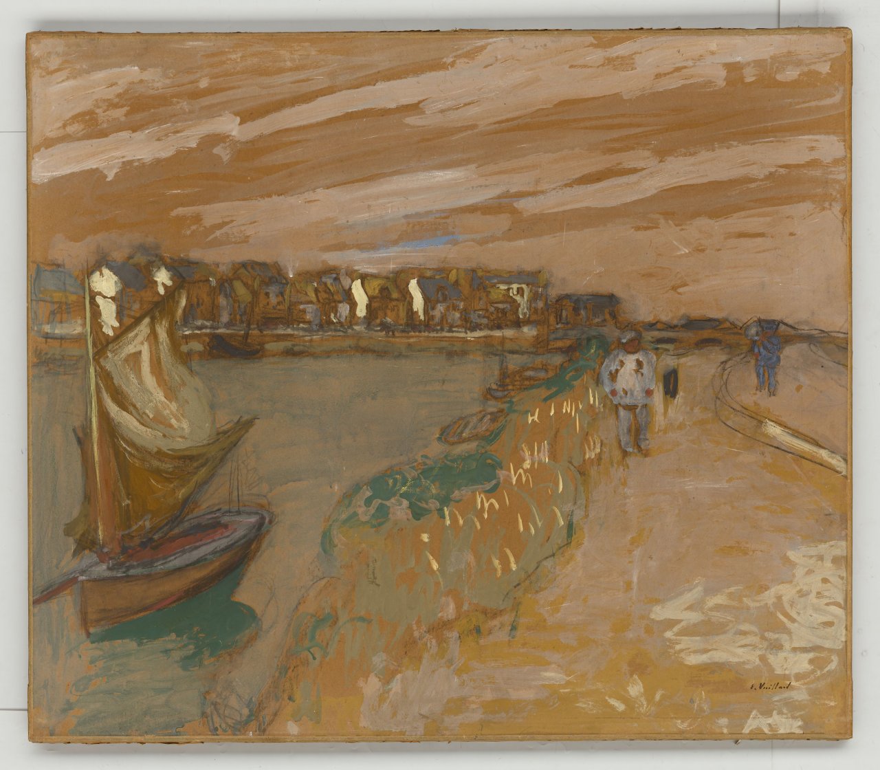 Auf diesem Bild ist das folgende Kunstwerk zu sehen: Édouard Vuillard. „La Berge du Pouliguen“ (Das Ufer von Le Pouliguen). 1908.
