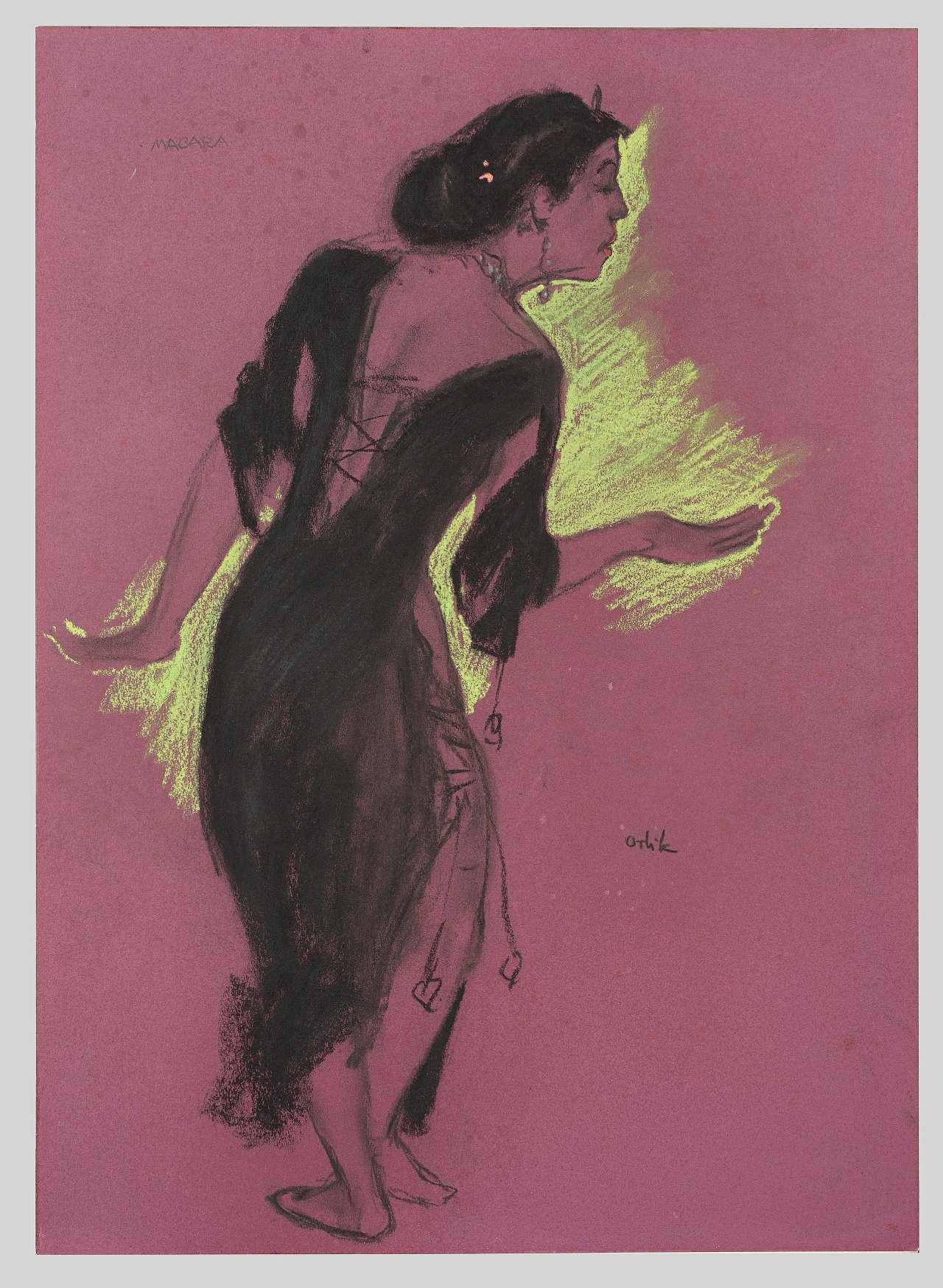 This picture shows the following artwork: Emil Orlik. ”Tänzerin Miss Macara I”. Circa 1909.