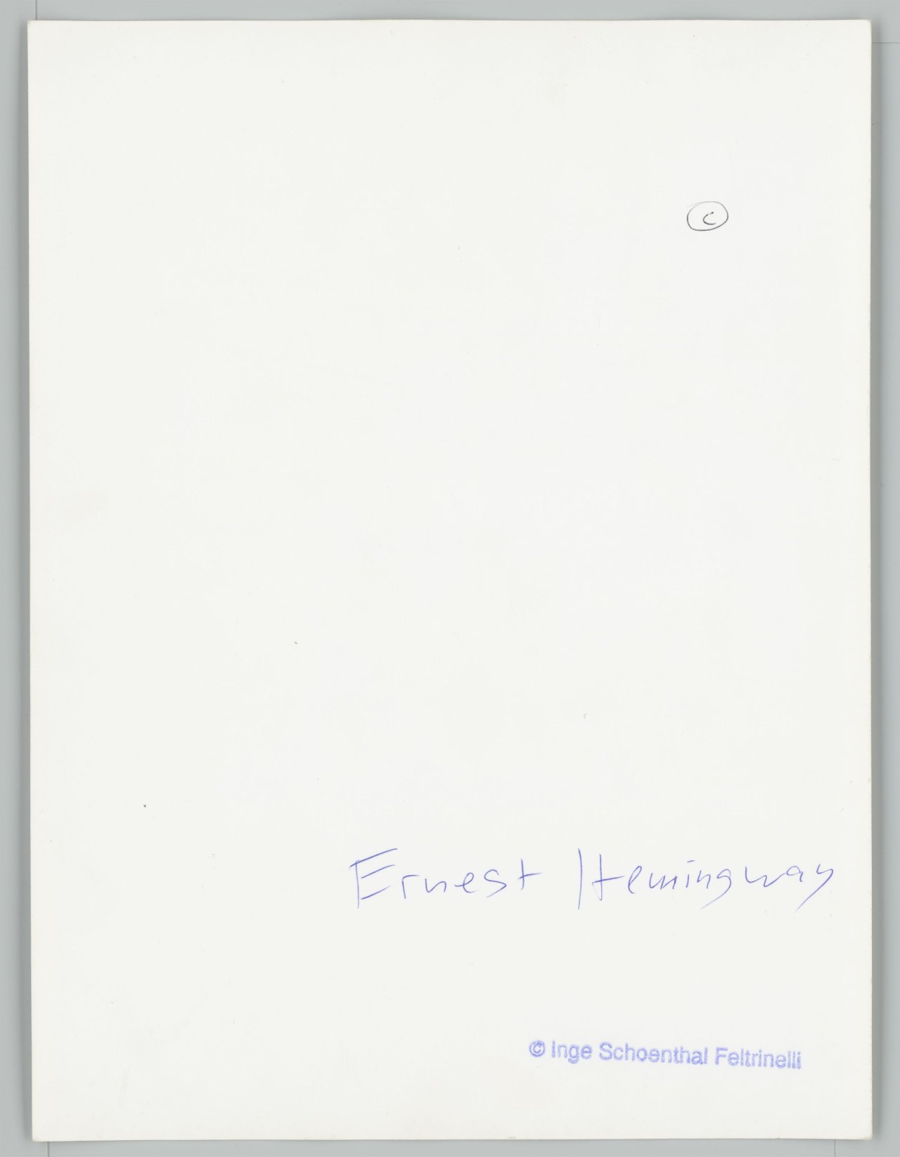 This picture shows the following artwork: Inge Feltrinelli. Ernest Hemingway. 1953.