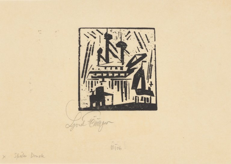 This picture shows the following artwork: Lyonel Feininger. ”Schiffe im Hafen”. 1919.