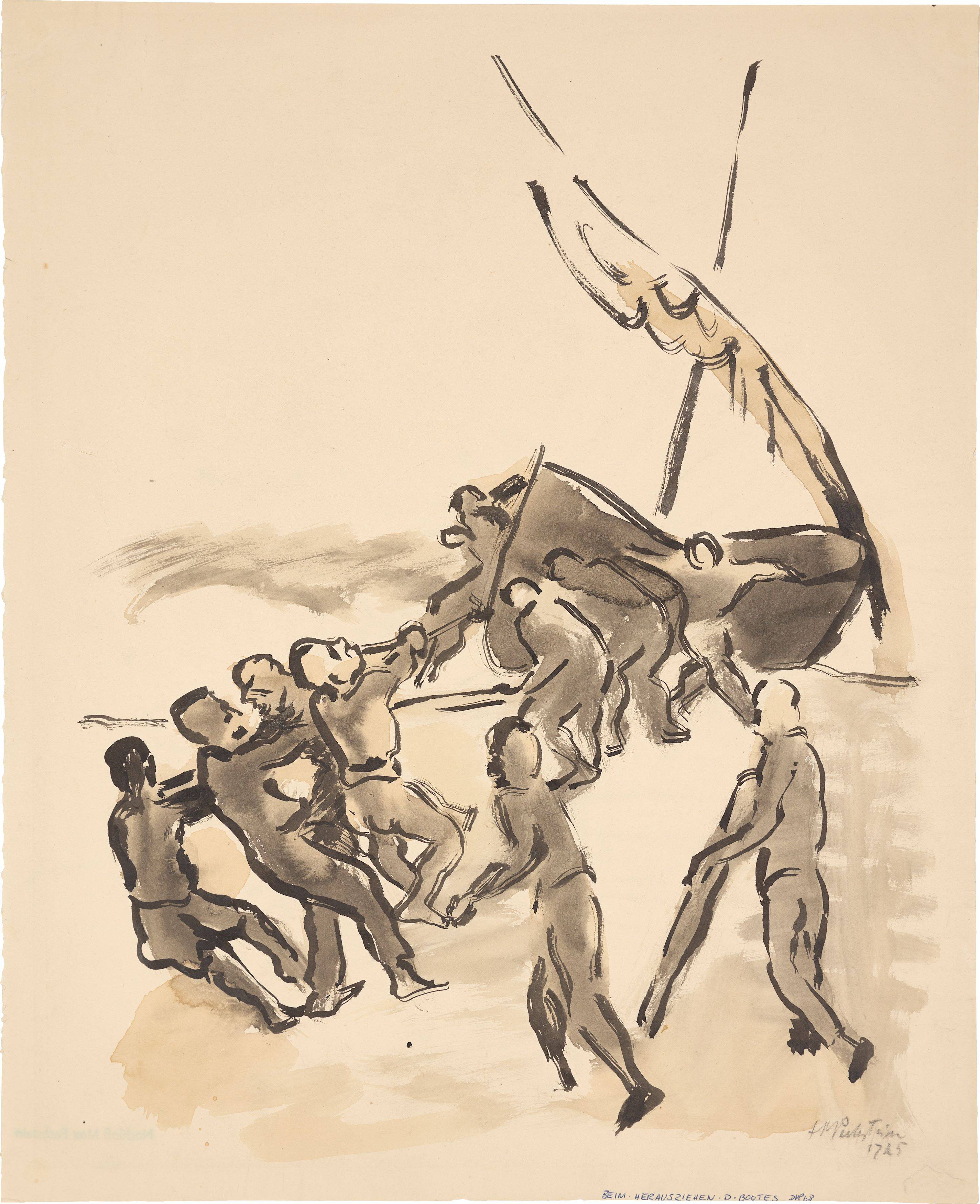 This picture shows the following artwork: Max Pechstein. ”Beim Herausziehen des Bootes”. 1925.