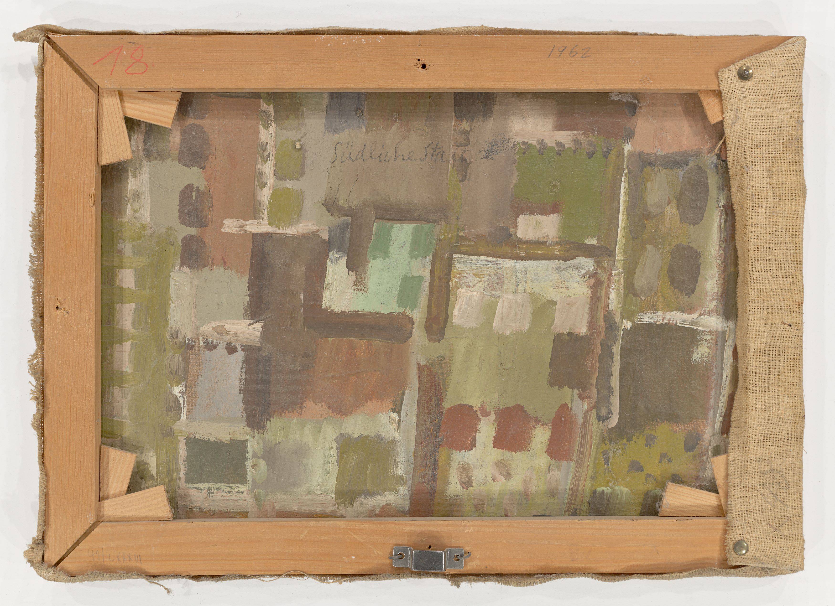 Auf diesem Bild ist das folgende Kunstwerk zu sehen: Eduard Bargheer. „Südliche Stadt 2“. Um 1973.
