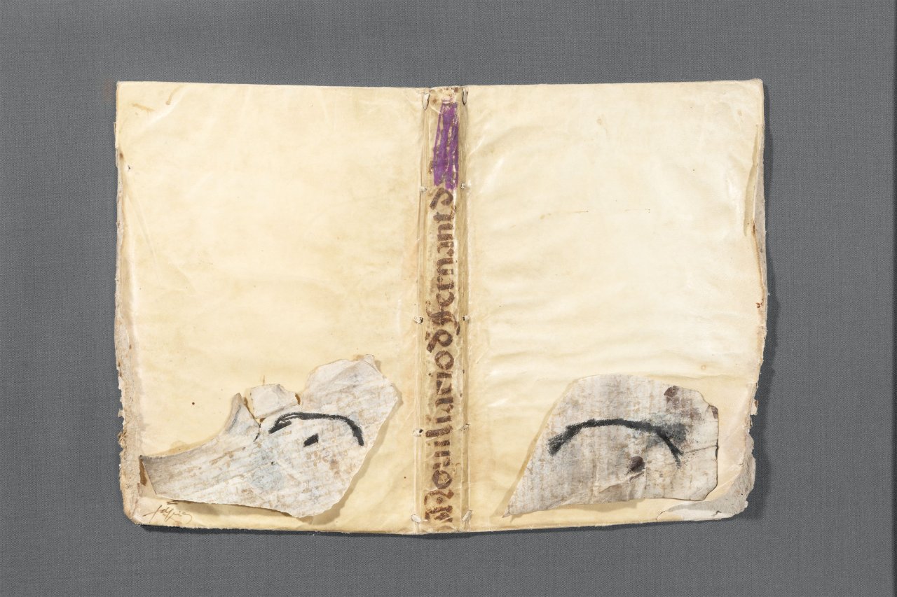 This picture shows the following artwork: Antoni Tàpies. ”Two Papers on Parchment”. 1971.