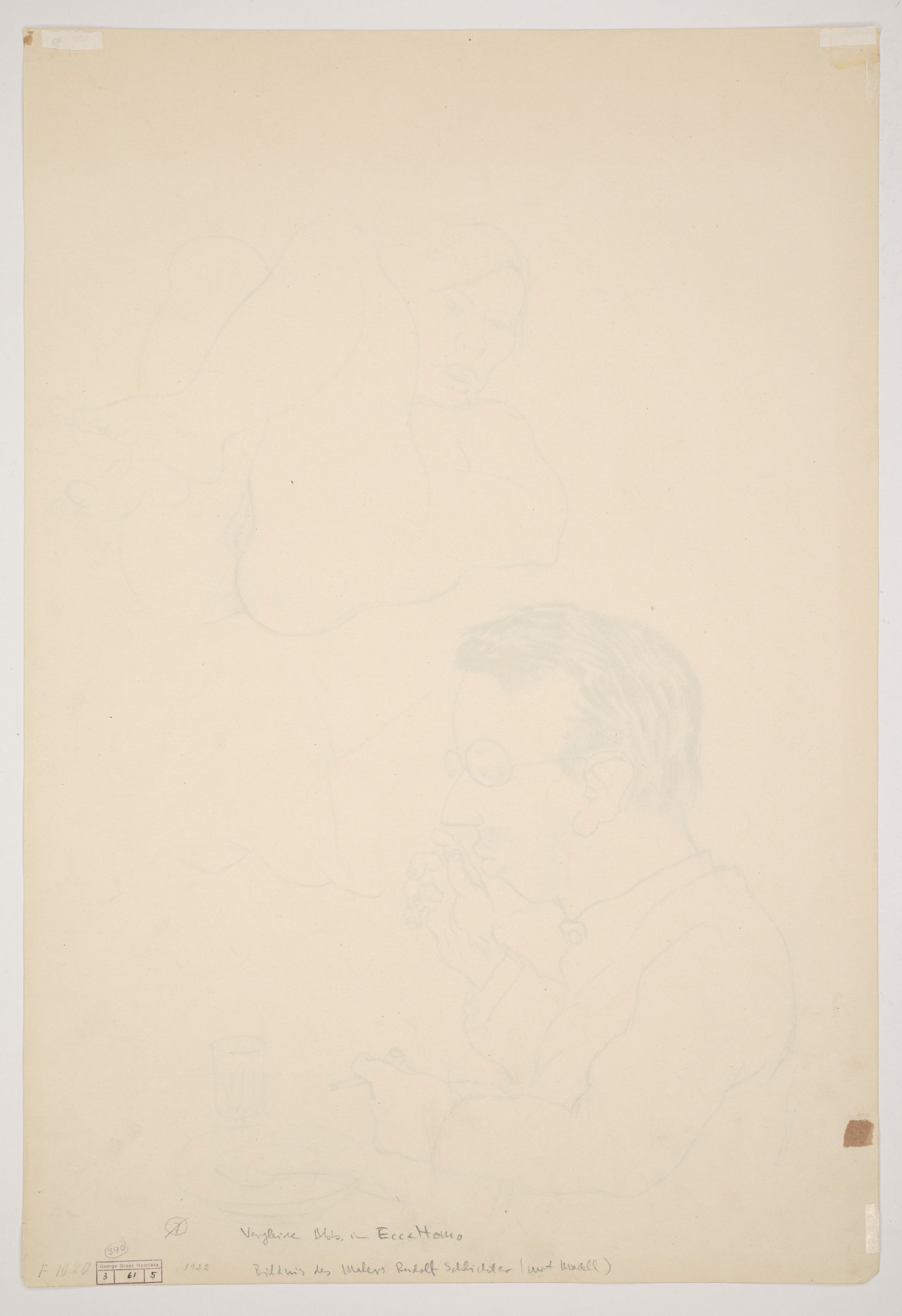 This picture shows the following artwork: George Grosz. ”Träumer” (Porträt Rudolf Schlichter, mit Modell). 1920s.