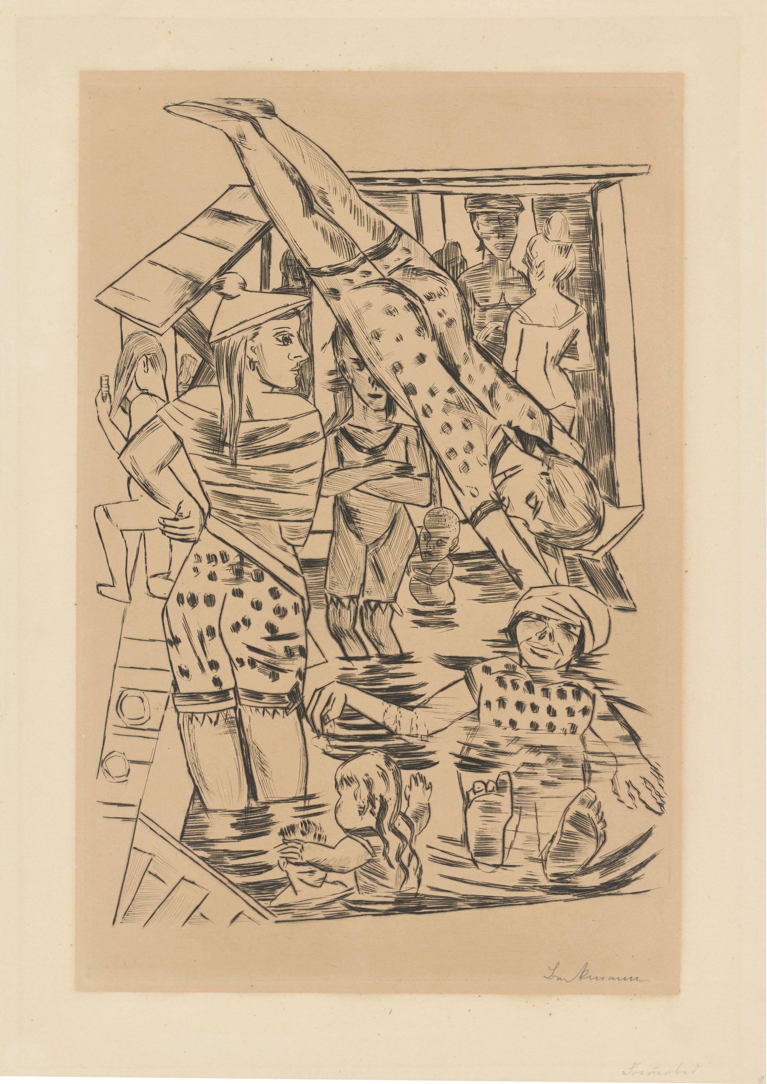 Auf diesem Bild ist das folgende Kunstwerk zu sehen: Max Beckmann. „Frauenbad“. 1922.