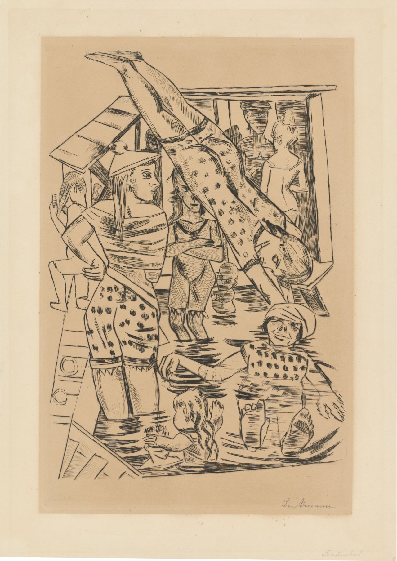 Auf diesem Bild ist das folgende Kunstwerk zu sehen: Max Beckmann. „Frauenbad“. 1922.
