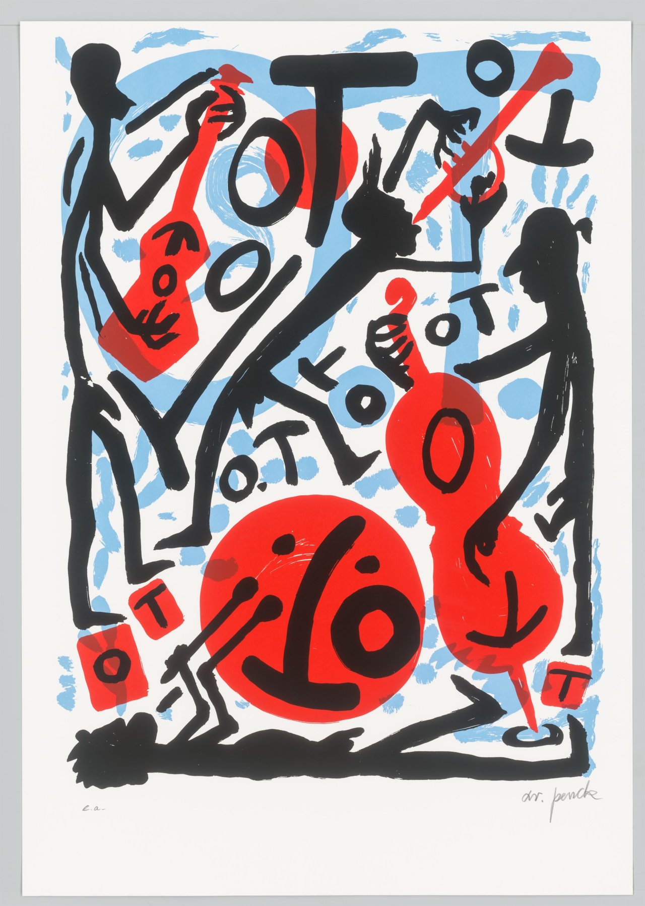 Auf diesem Bild ist das folgende Kunstwerk zu sehen: A.R. Penck. Jazz Combo. 1992.