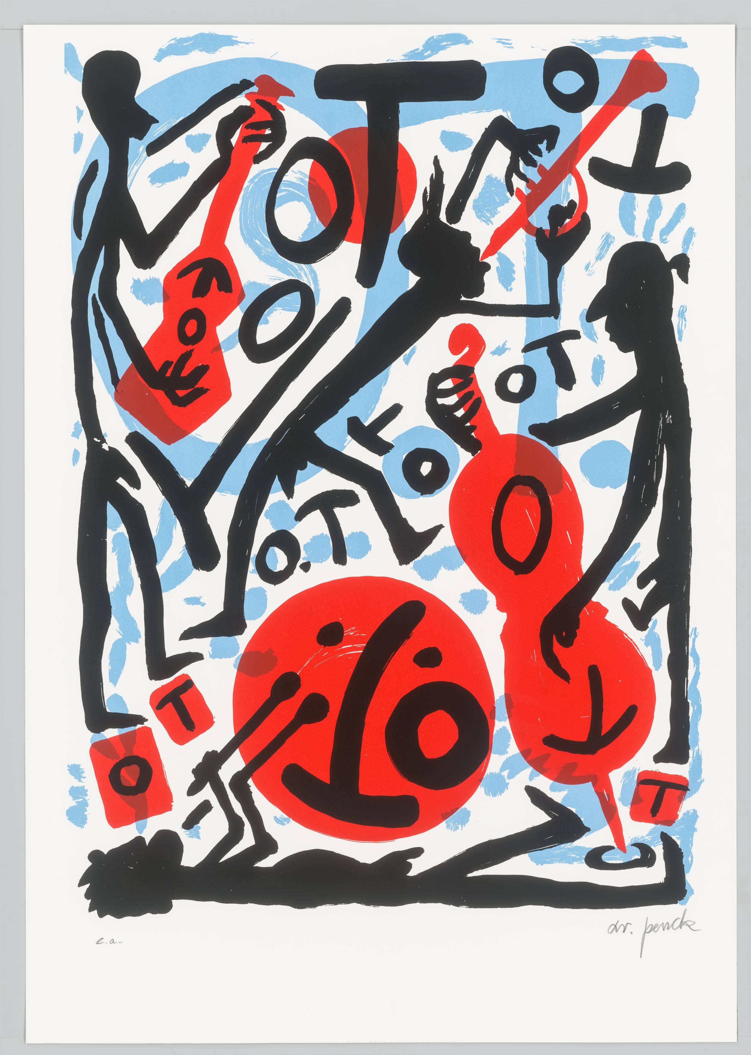 Auf diesem Bild ist das folgende Kunstwerk zu sehen: A.R. Penck. Jazz Combo. 1992.