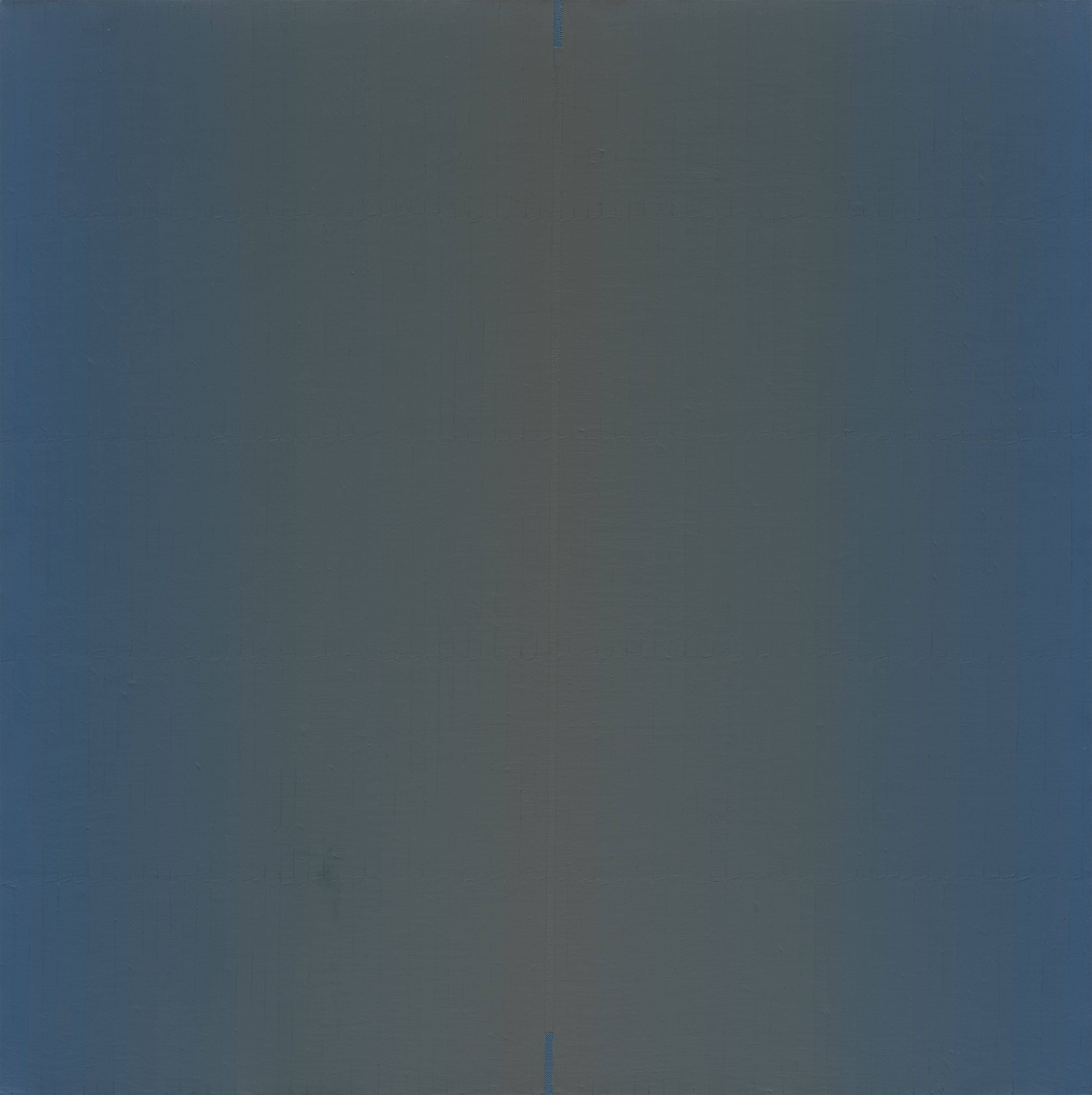 Auf diesem Bild ist das folgende Kunstwerk zu sehen: Johannes Geccelli. „MITTBLAU QUADRAT“ / „BLAURAND QUADRAT“. 1994.
