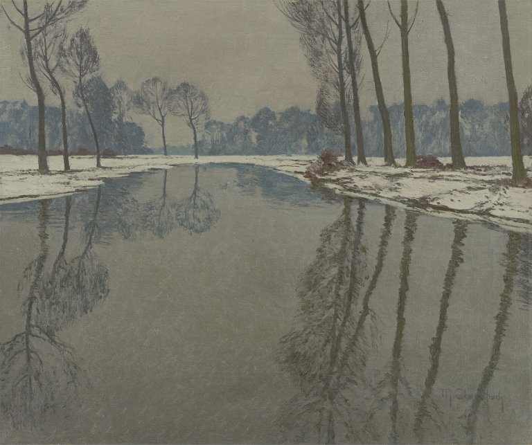 Auf diesem Bild ist das folgende Kunstwerk zu sehen: Max Clarenbach. Winter an der Erft.