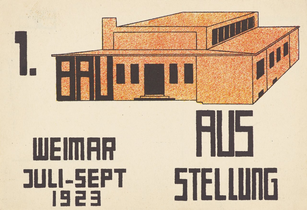 Auf diesem Bild ist das folgende Kunstwerk zu sehen: Paul Häberer. Hausmodell (Karte zur Bauhaus Ausstellung Weimar 1923). 1923.