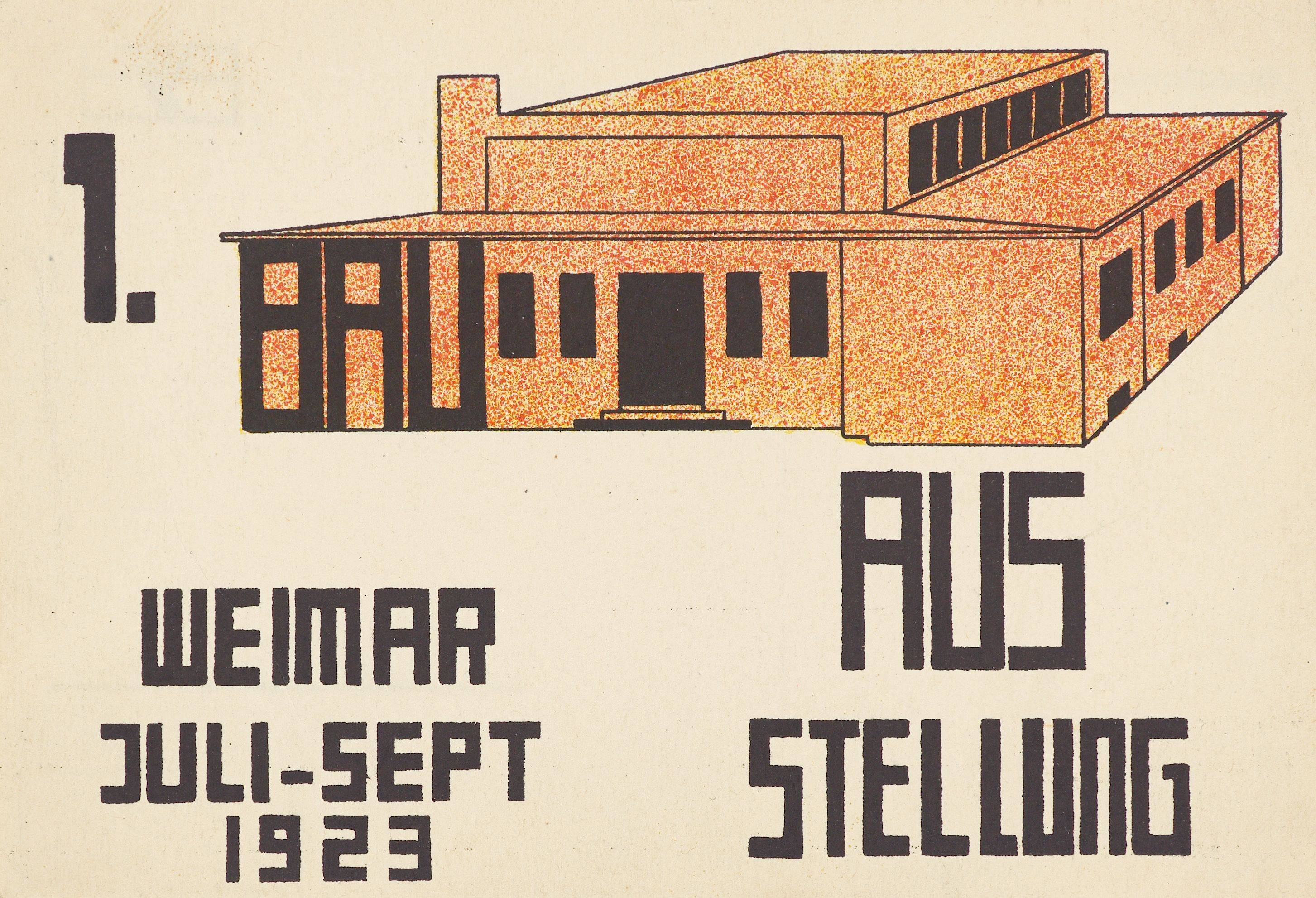 Auf diesem Bild ist das folgende Kunstwerk zu sehen: Paul Häberer. Hausmodell (Karte zur Bauhaus Ausstellung Weimar 1923). 1923.