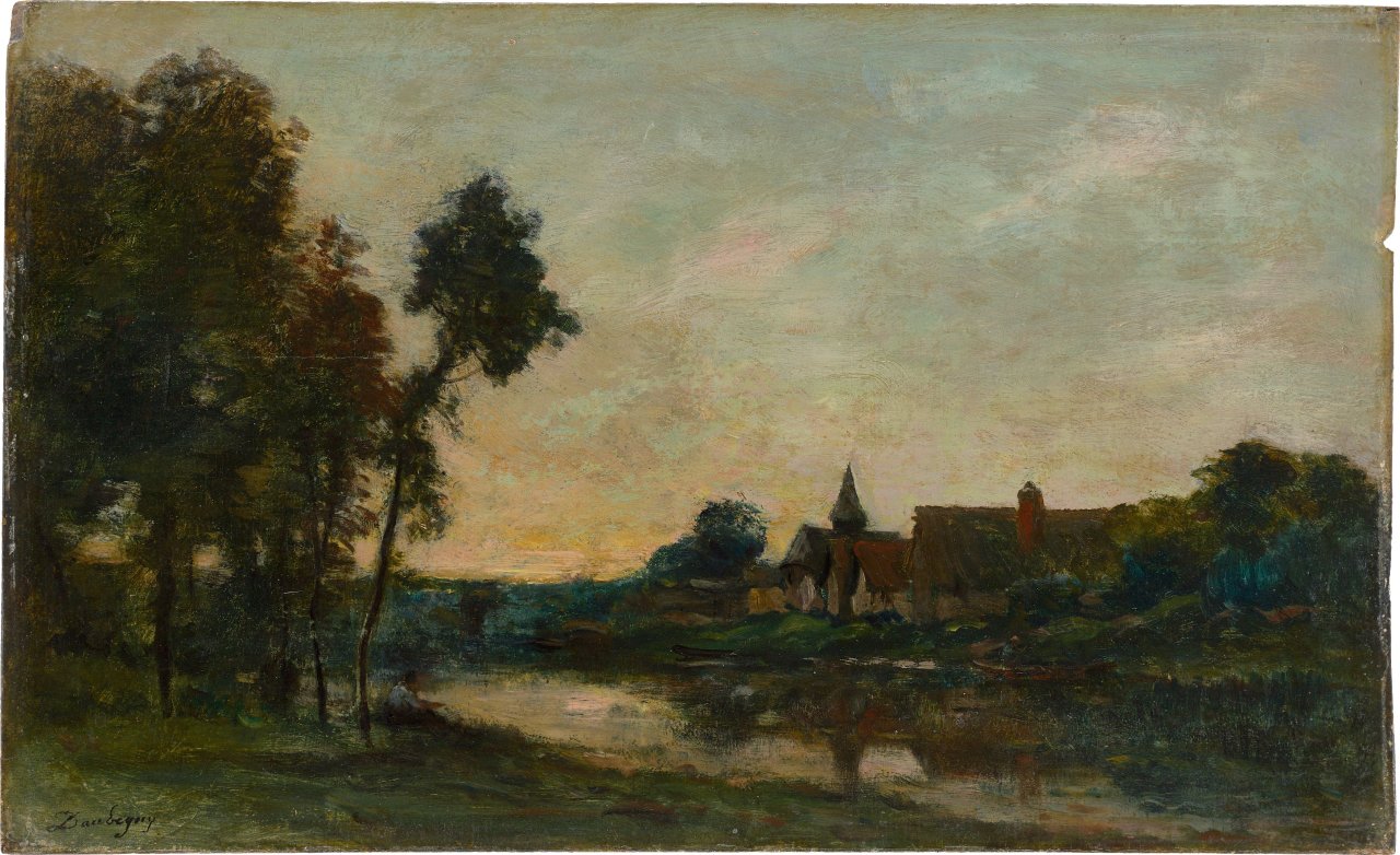 This picture shows the following artwork: Charles-François Daubigny. Evening in Porte-Joie. Circa 1875.