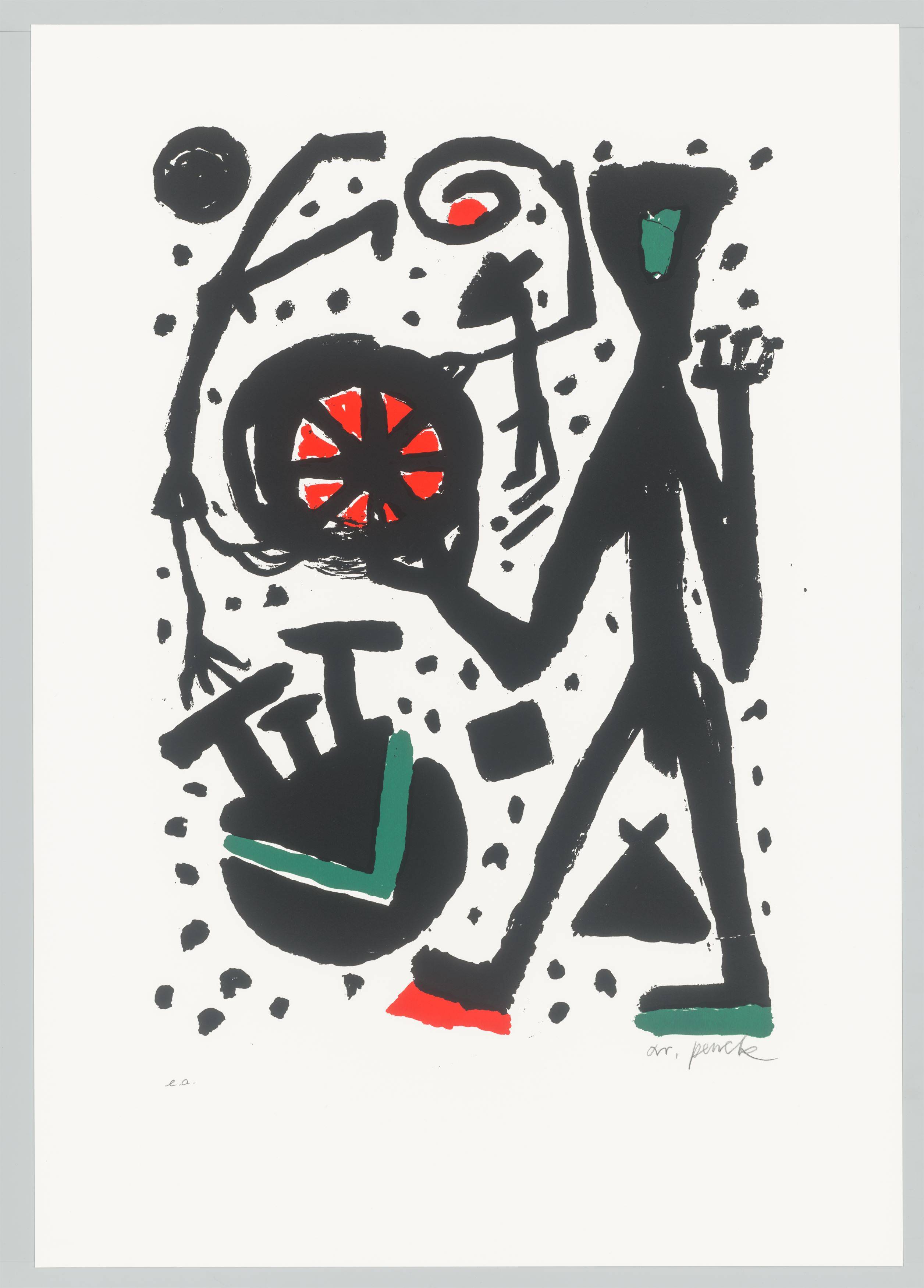 This picture shows the following artwork: A.R. Penck. Untitled (Mann mit Weltrad). 1989.