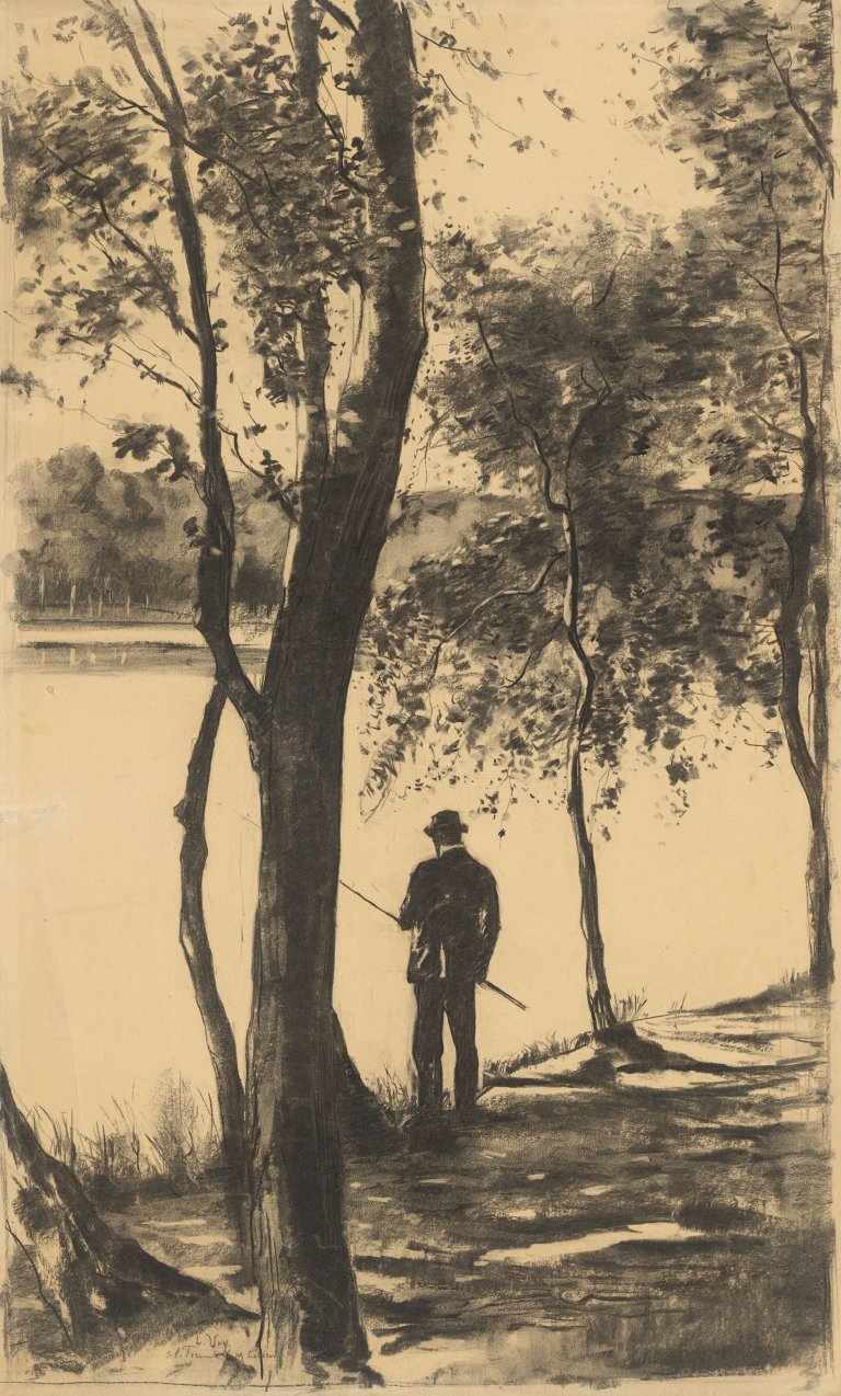 This picture shows the following artwork: Lesser Ury. ”Der Angler”. 1900.