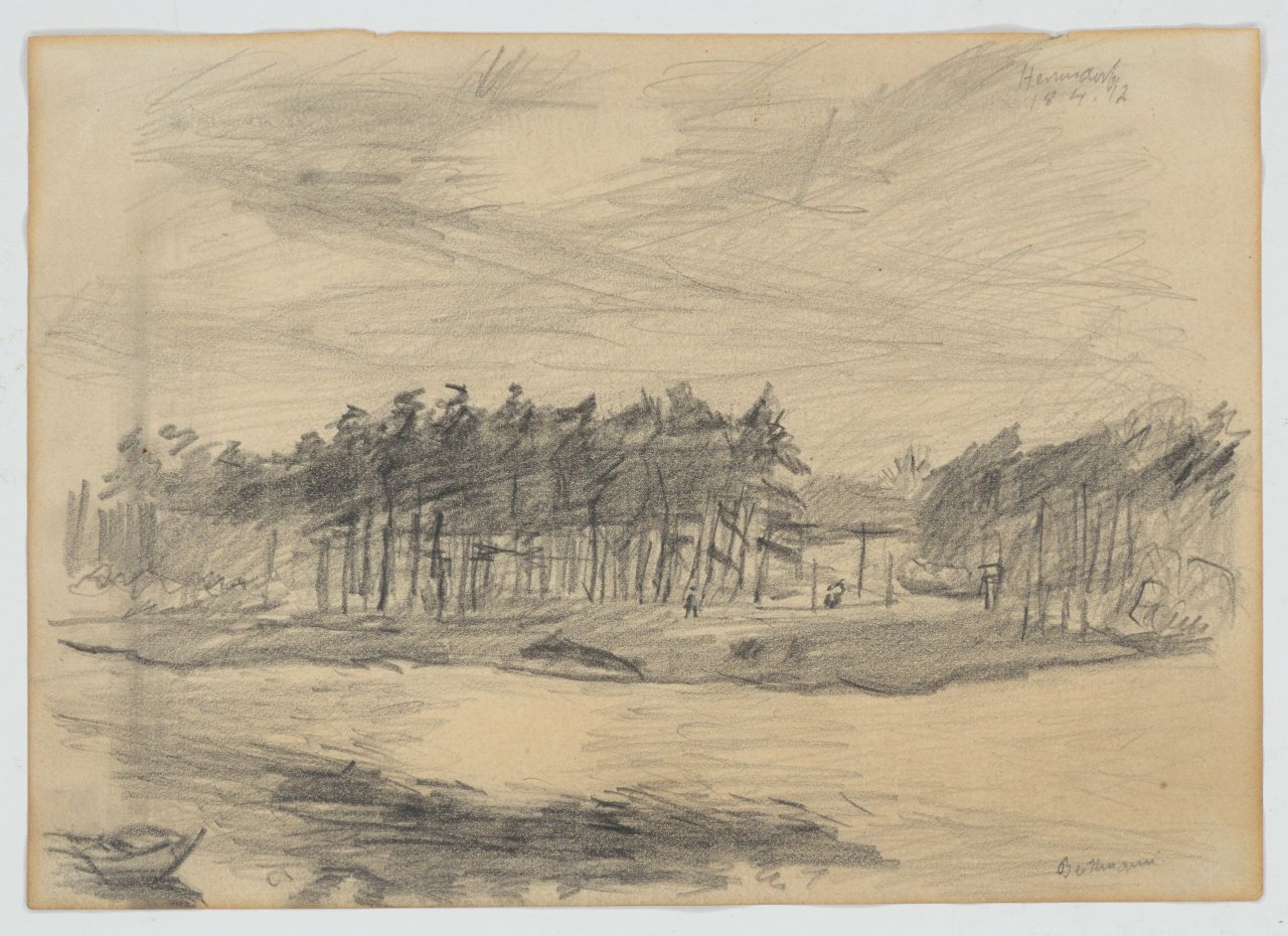 This picture shows the following artwork: Max Beckmann. ”Bewaldetes Seeufer bei Hermsdorf”. 1912.