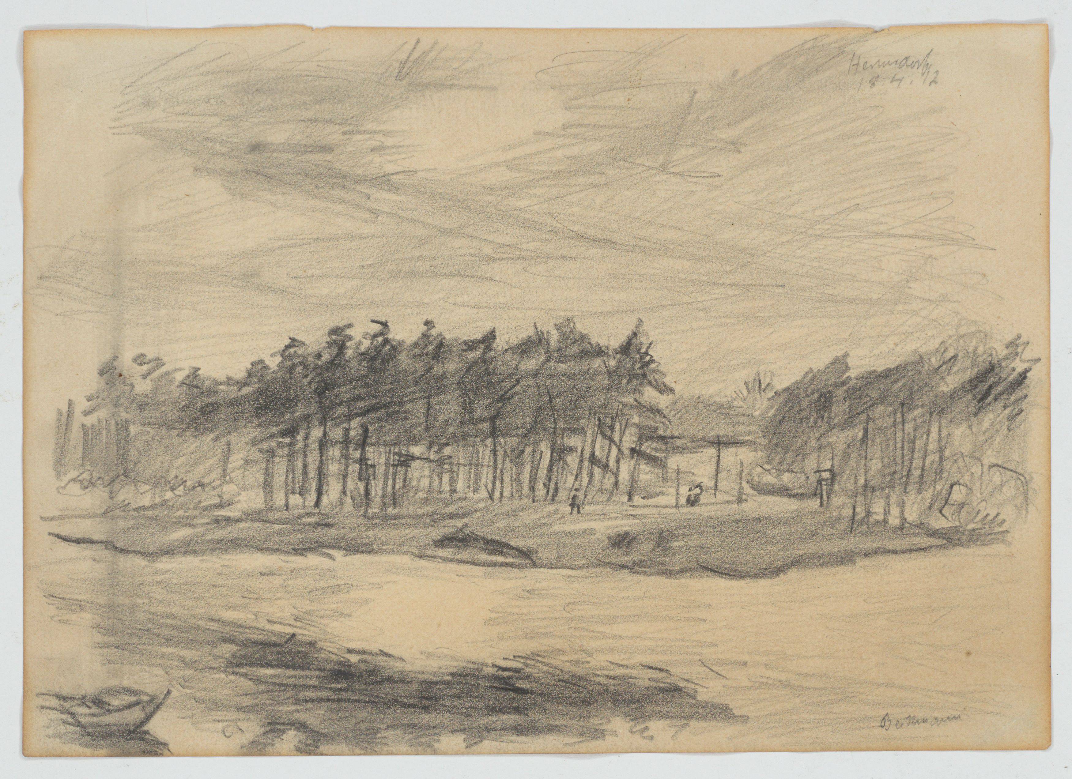 This picture shows the following artwork: Max Beckmann. ”Bewaldetes Seeufer bei Hermsdorf”. 1912.