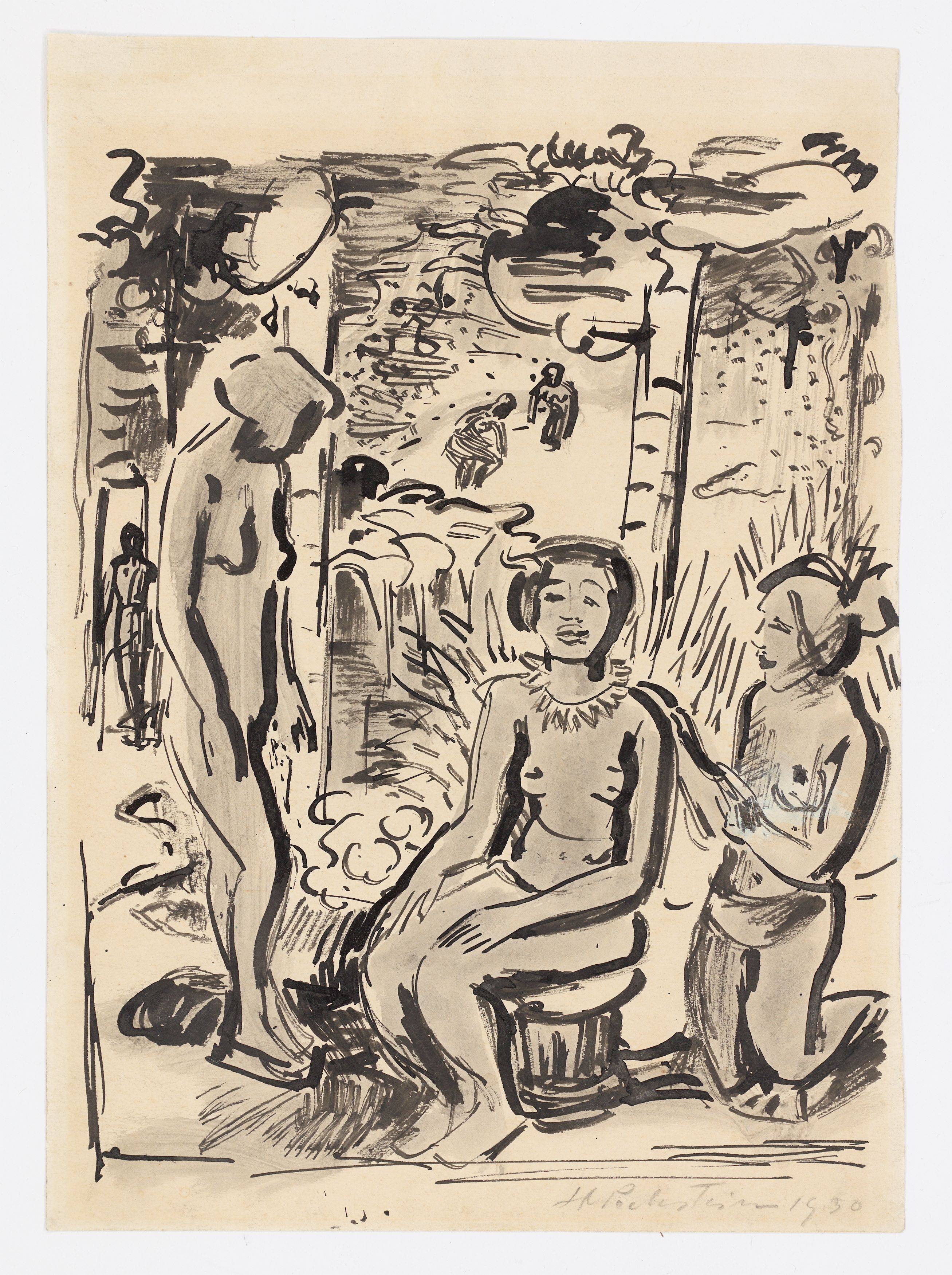 Auf diesem Bild ist das folgende Kunstwerk zu sehen: Max Pechstein. „Drei Akte (Palau)“. 1930.