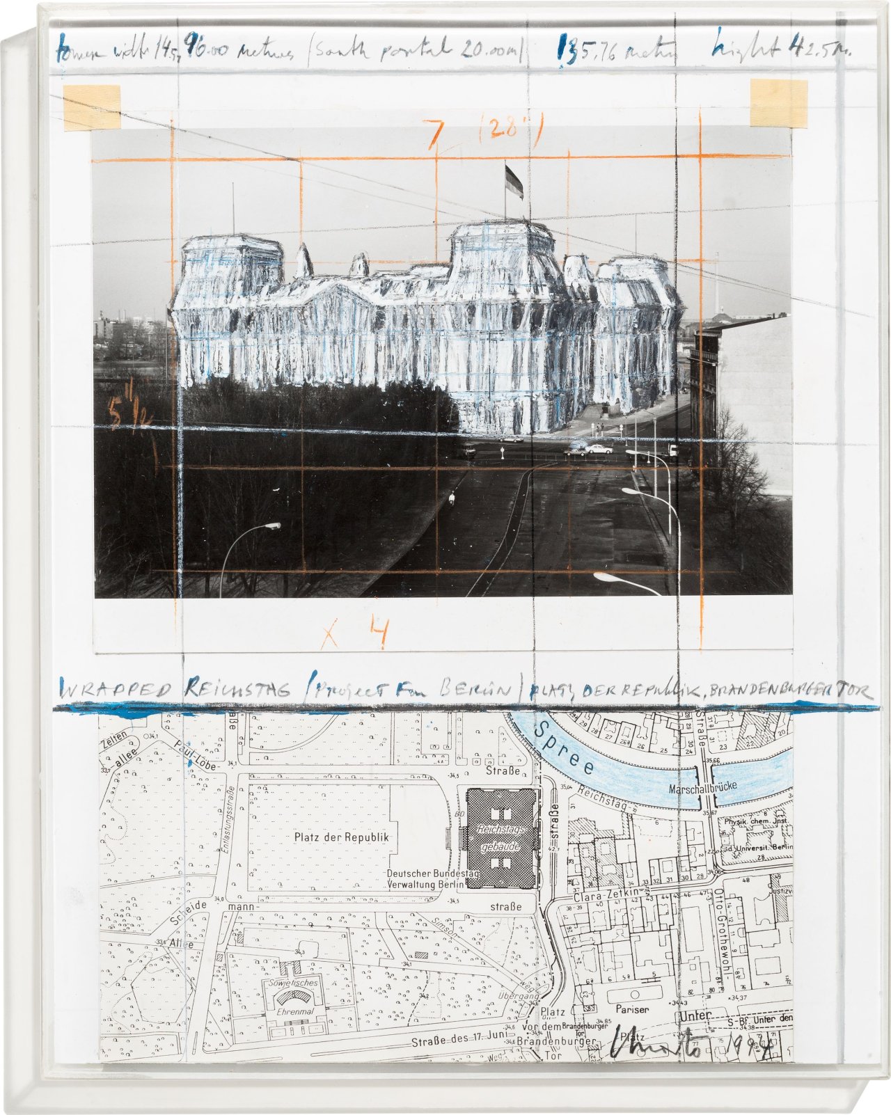 This picture shows the following artwork:  Christo. ”WRAPPED REICHSTAG (Project For BERLIN)”. 1994.