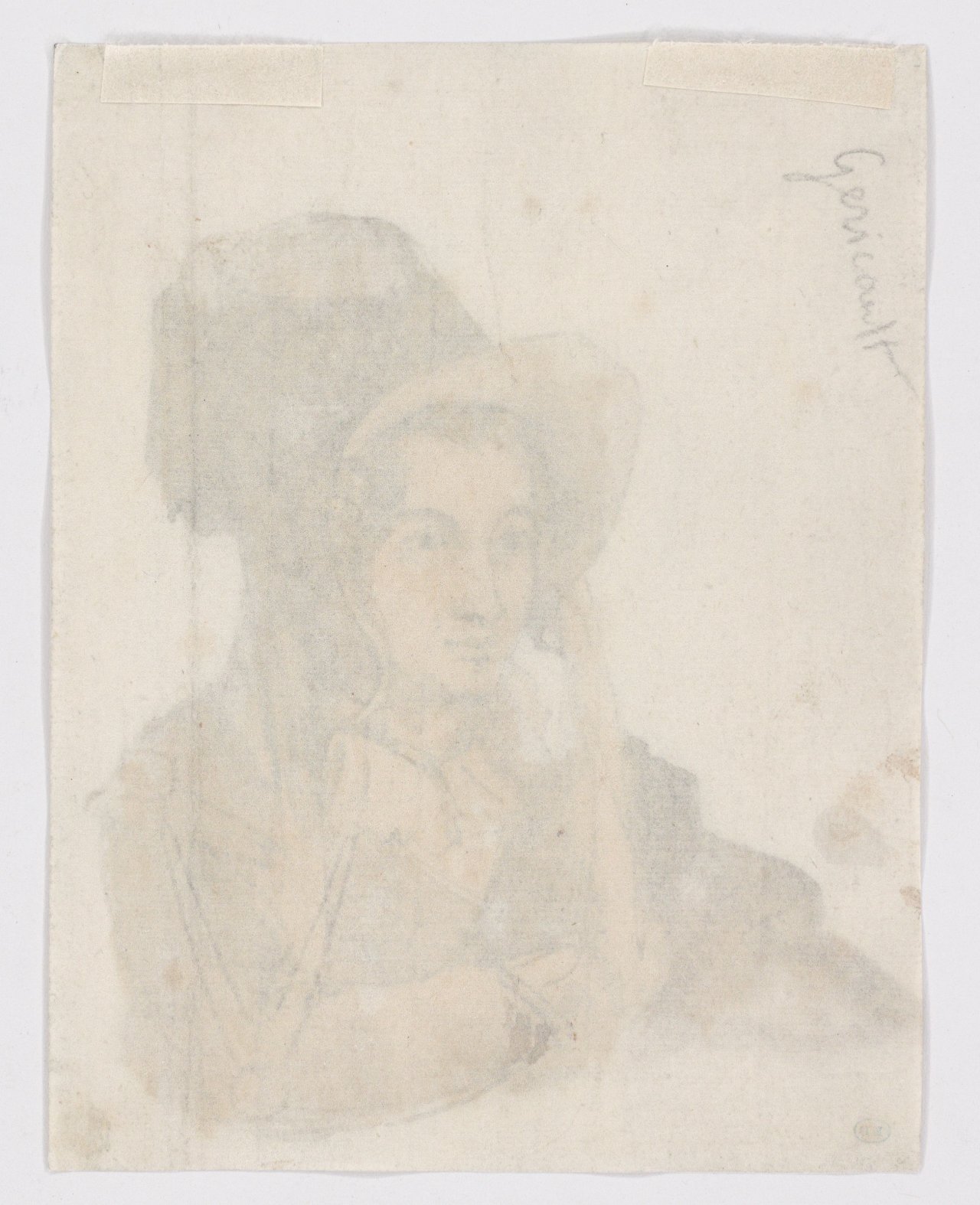 Auf diesem Bild ist das folgende Kunstwerk zu sehen: Théodore Géricault. „Étude de femme au grand chapeau“ (Studie einer jungen Frau mit Hut).
