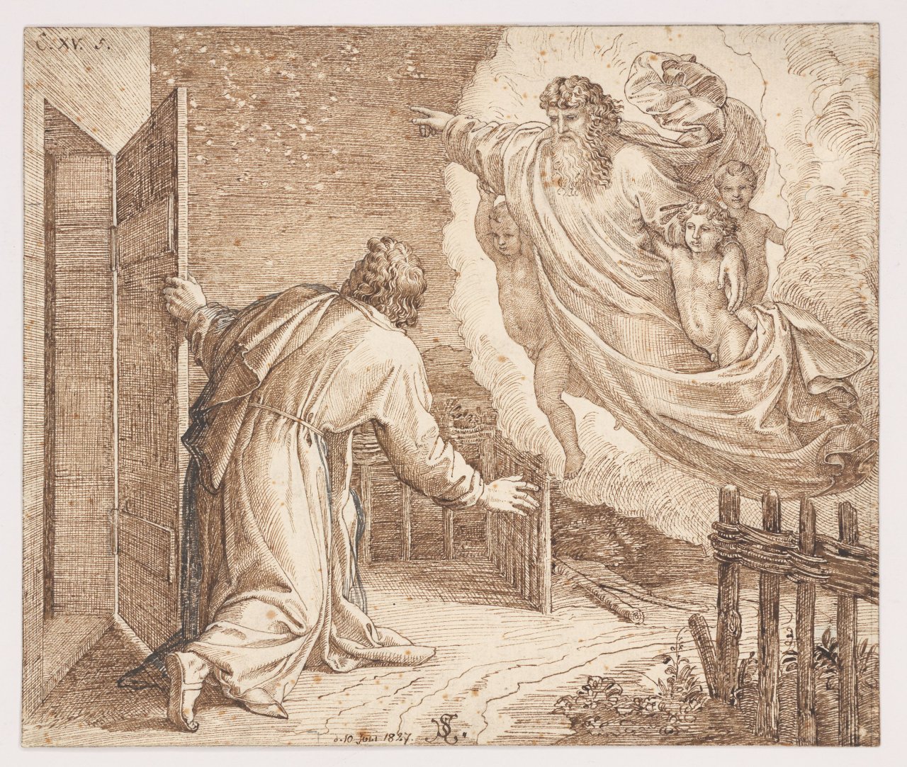 This picture shows the following artwork: Julius Schnorr von Carolsfeld. Gott verheißt Abraham, dass er ein Vater vieler Völker werden soll. 1827.