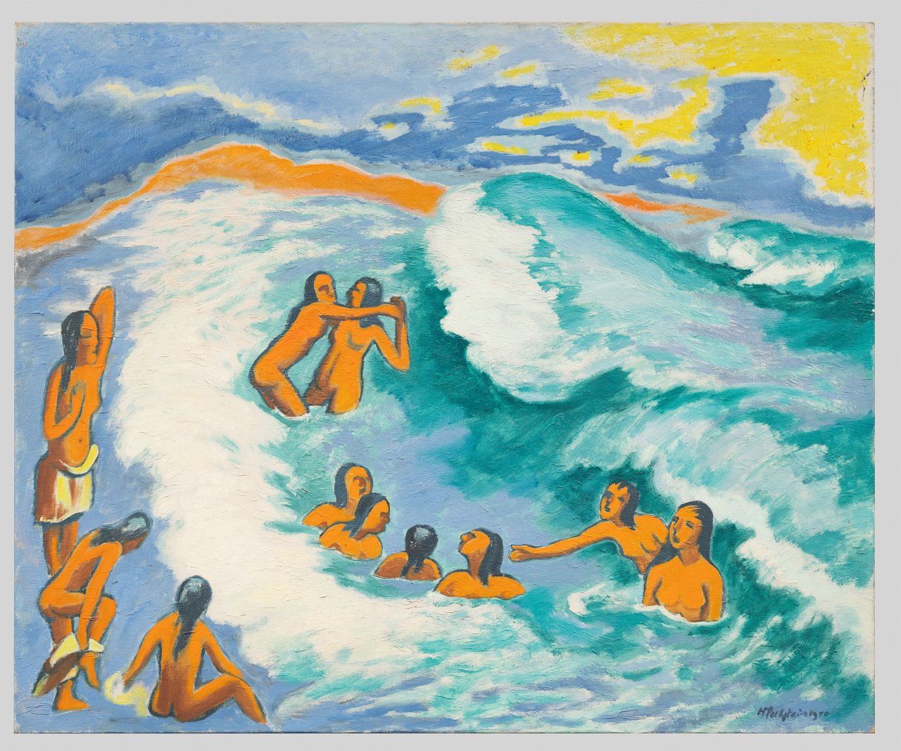 This picture shows the following artwork: Max Pechstein. ”Badende”. 1950.