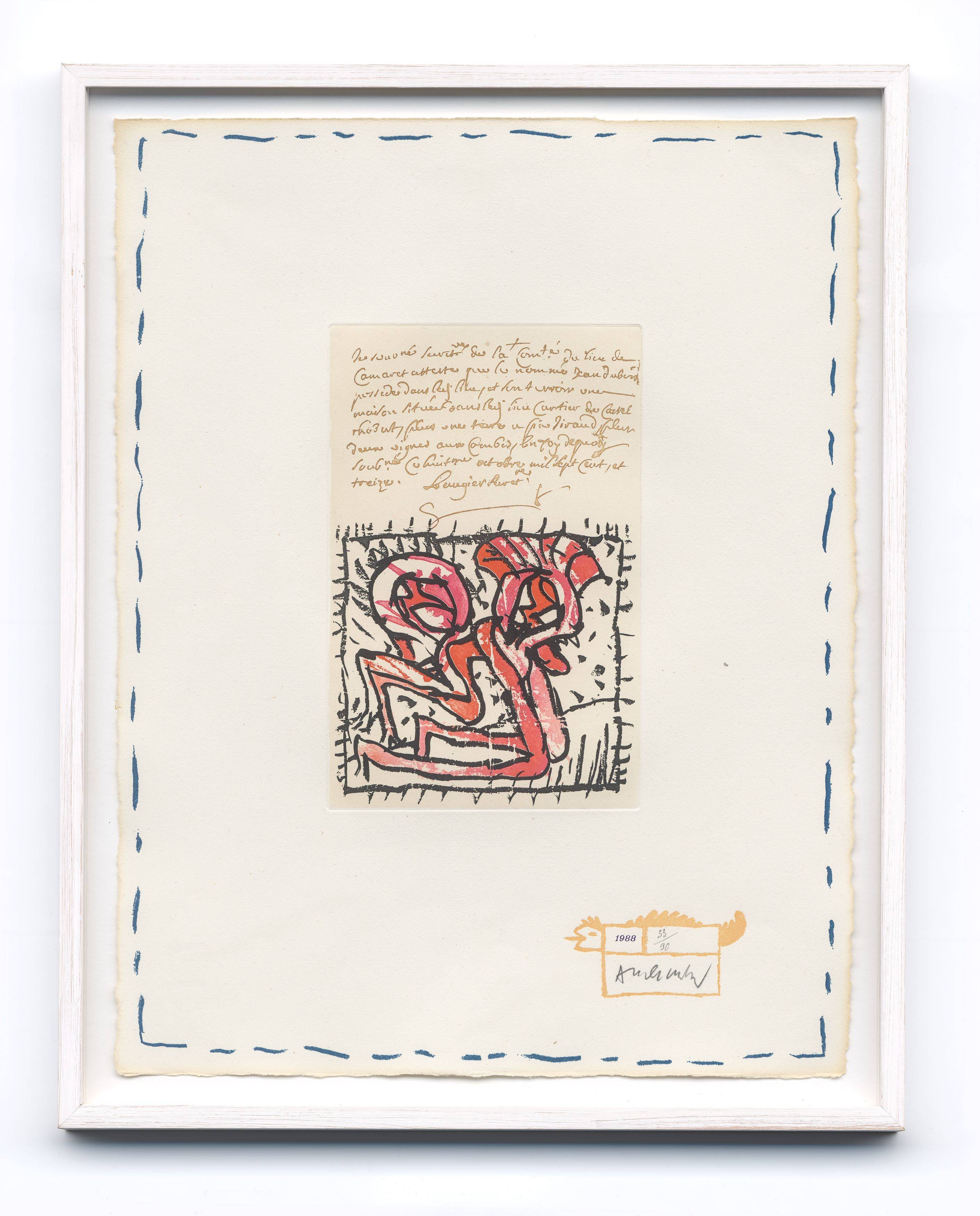 This picture shows the following artwork: Pierre Alechinsky. ”Eugène lonesco – Chaque Matin”. 1988.