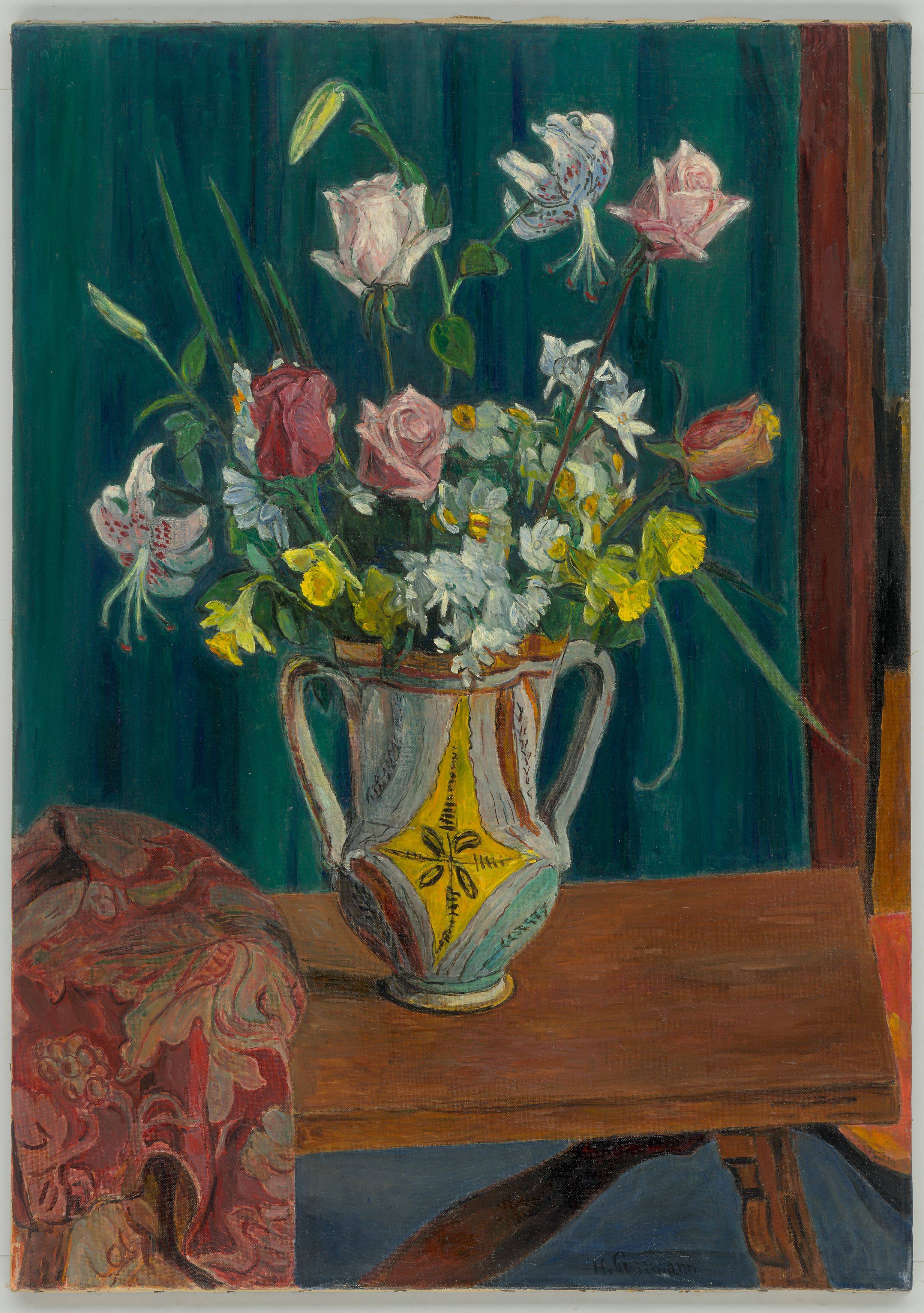 Auf diesem Bild ist das folgende Kunstwerk zu sehen: Hans Purrmann. „Blumenstilleben“. 1941.