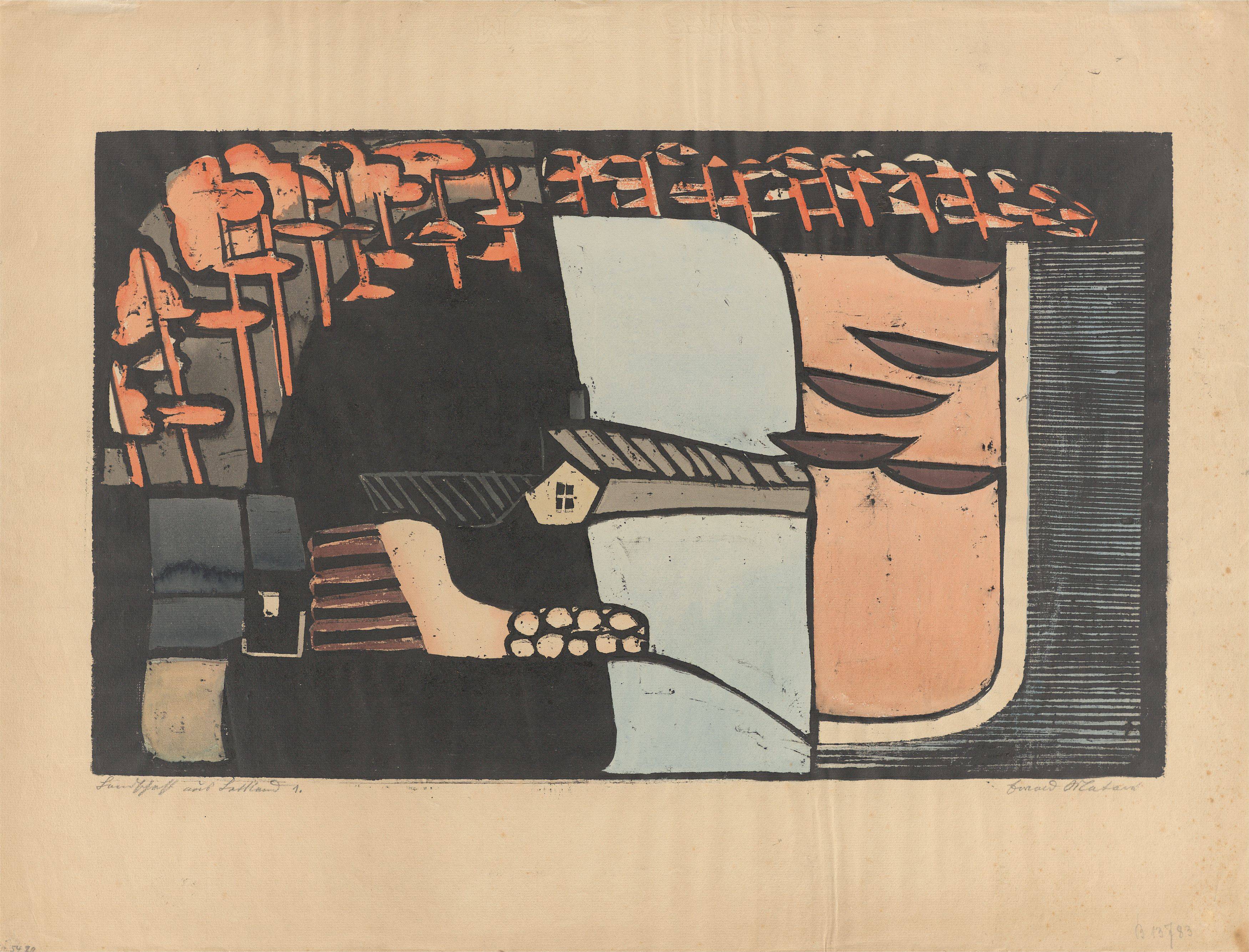 Auf diesem Bild ist das folgende Kunstwerk zu sehen: Ewald Mataré. „Landschaft aus Lettland 1“. 1927.