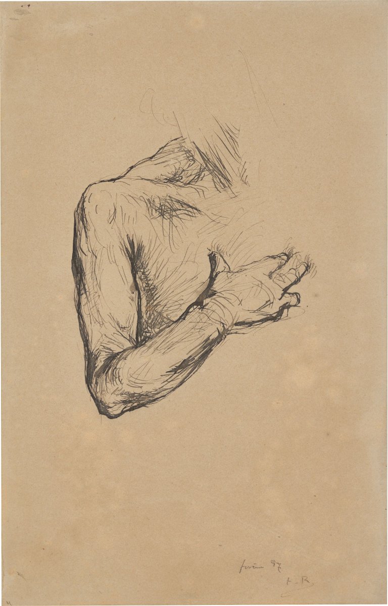 This picture shows the following artwork: Théodule Ribot. Study of a male torso. 1887.