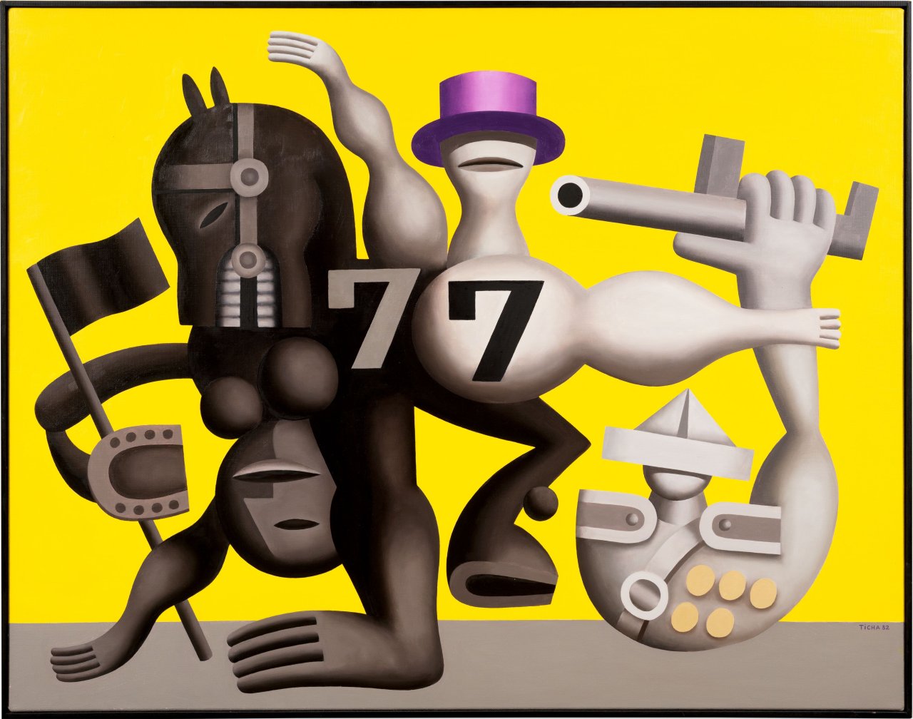 This picture shows the following artwork: Hans Ticha. ”Polit-Zirkus”. 1982.