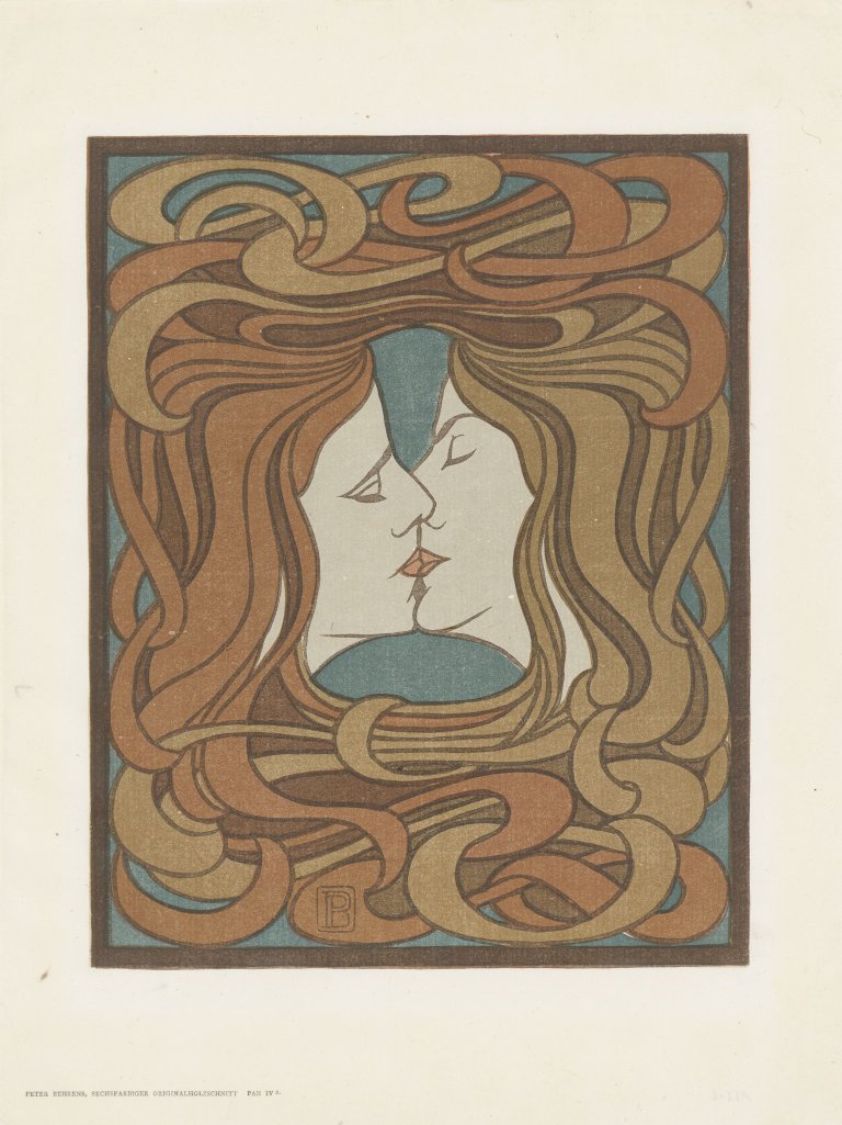 Auf diesem Bild ist das folgende Kunstwerk zu sehen: Peter Behrens. „o.T. (Der Kuss)“. 1898.