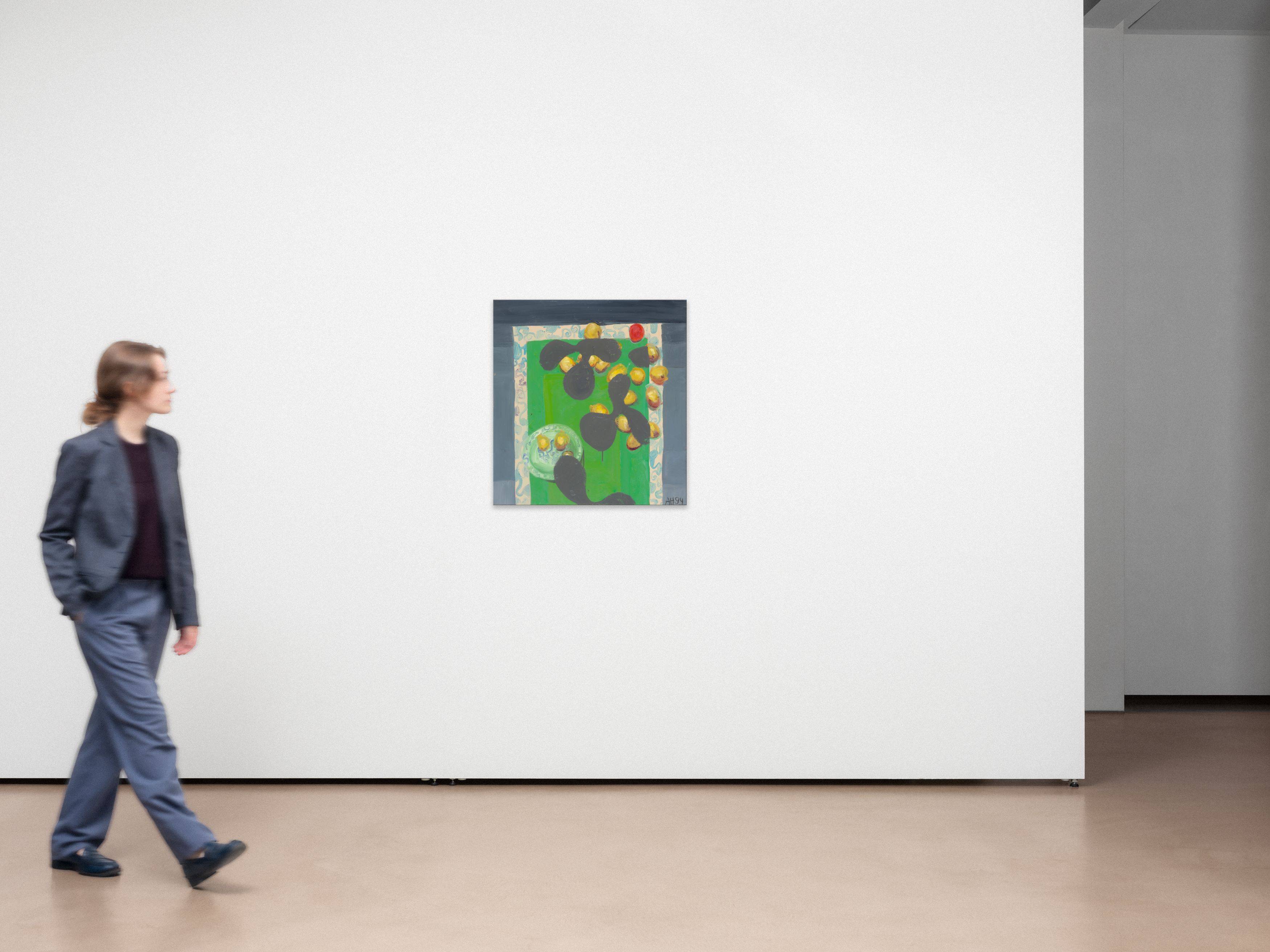 Auf diesem Bild ist das folgende Kunstwerk zu sehen: Anton Henning. „Modernes Stilleben mit modernen Früchten“. 1994.