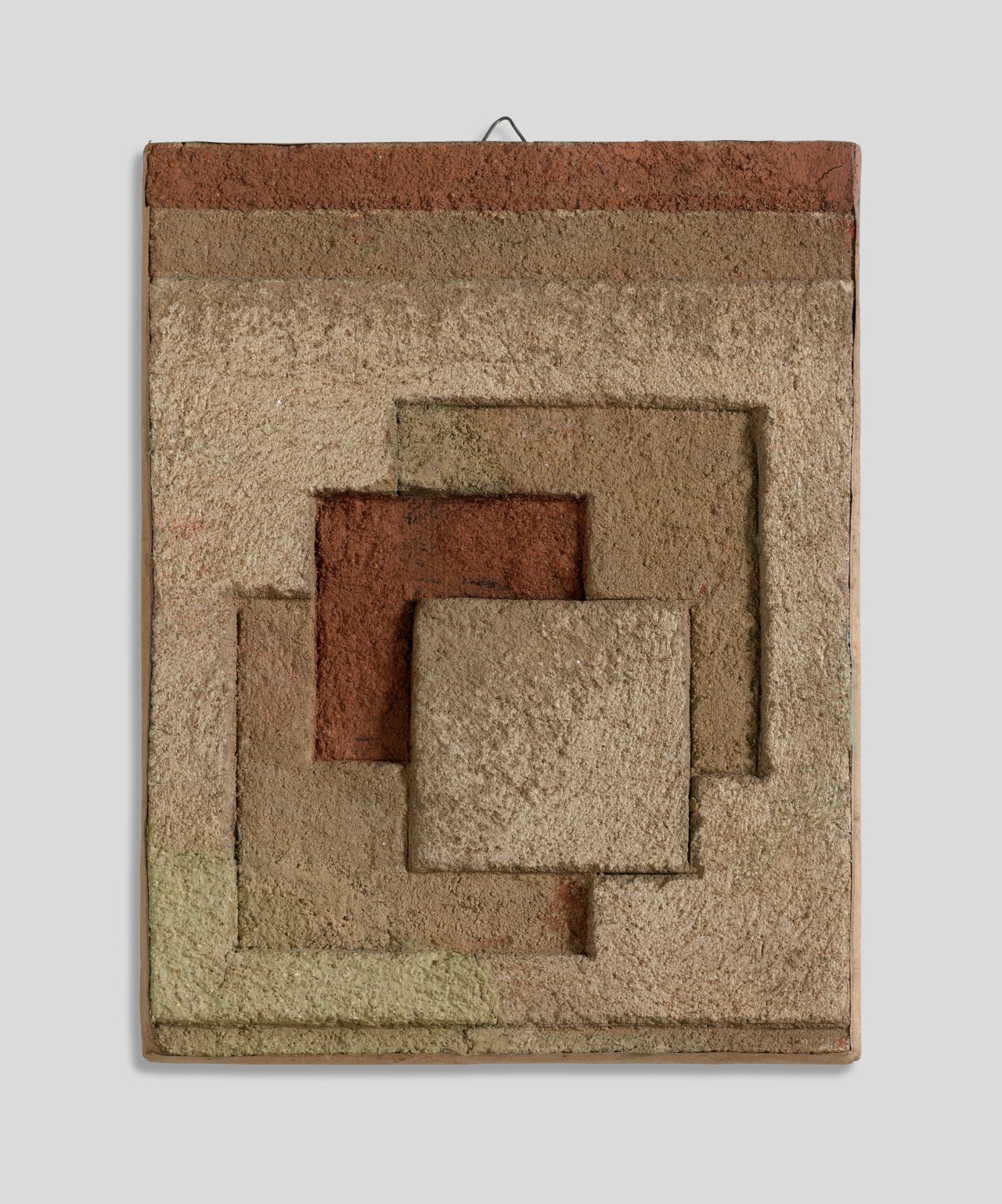 Auf diesem Bild ist das folgende Kunstwerk zu sehen: Hermann Glöckner. Sich überlagernde Quadrate in Umbratönen. 1948.