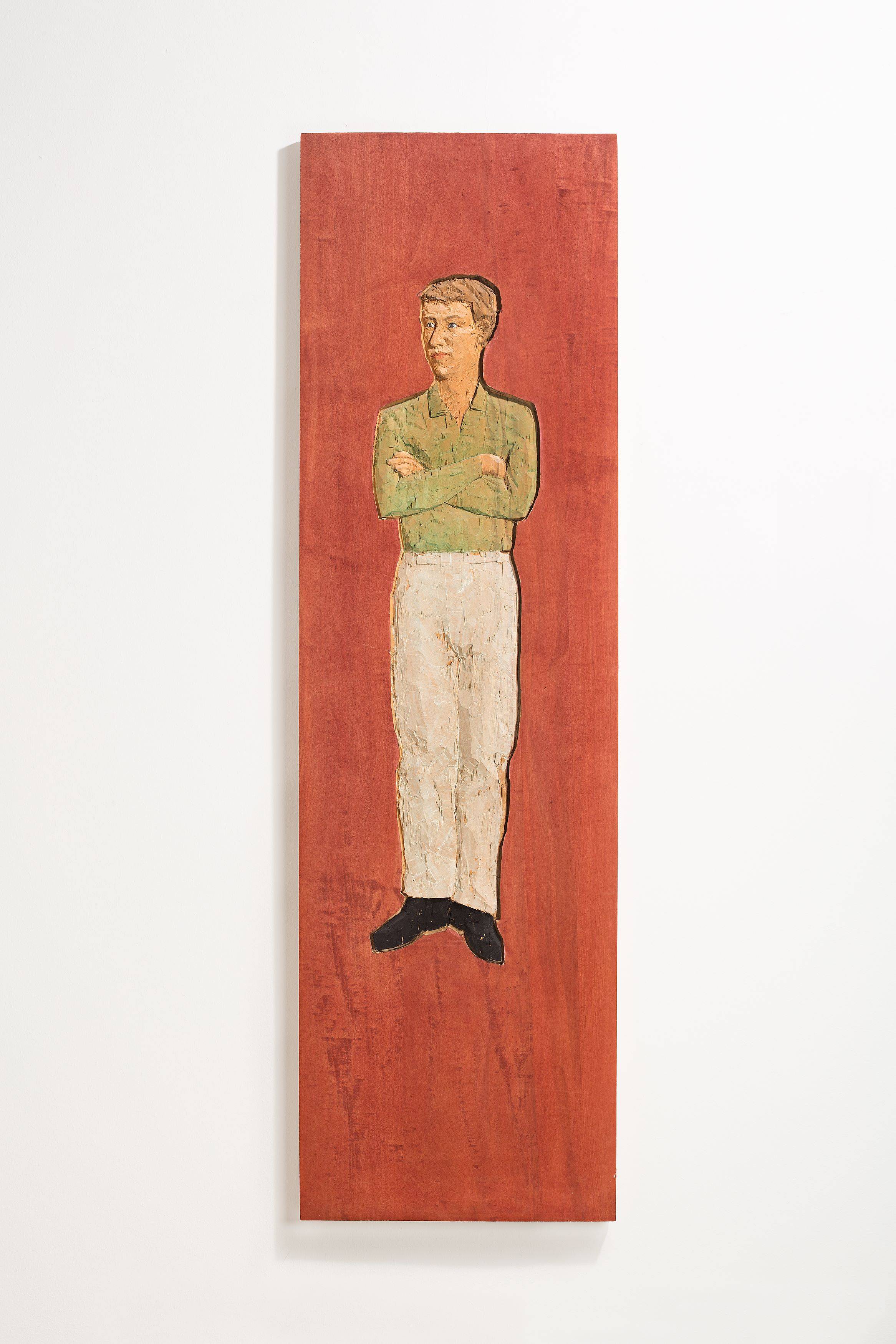 Auf diesem Bild ist das folgende Kunstwerk zu sehen: Stephan Balkenhol. Figurenrelief Mann. 1996.