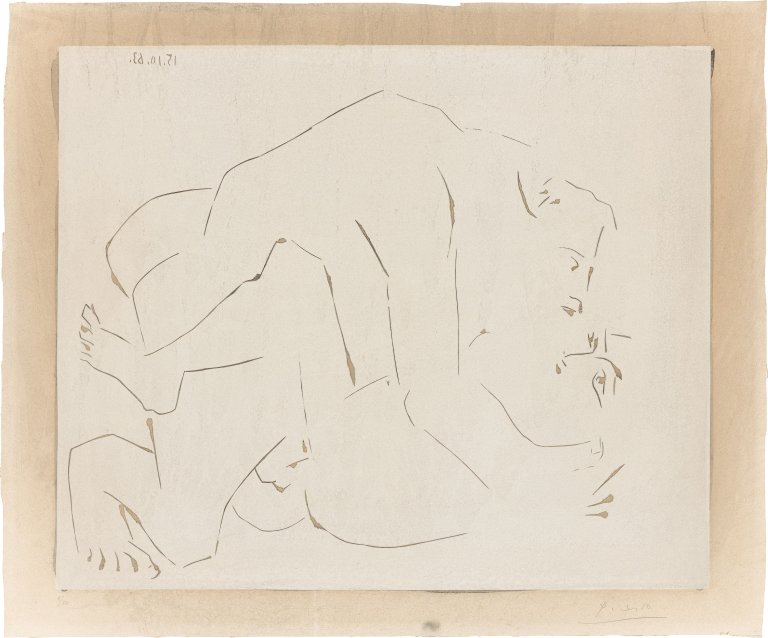Auf diesem Bild ist das folgende Kunstwerk zu sehen: Pablo Picasso. „Entreinte. II“. 1963.