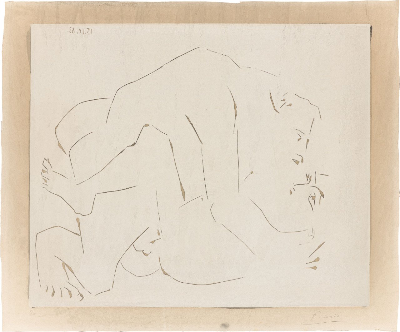 Auf diesem Bild ist das folgende Kunstwerk zu sehen: Pablo Picasso. „Entreinte. II“. 1963.