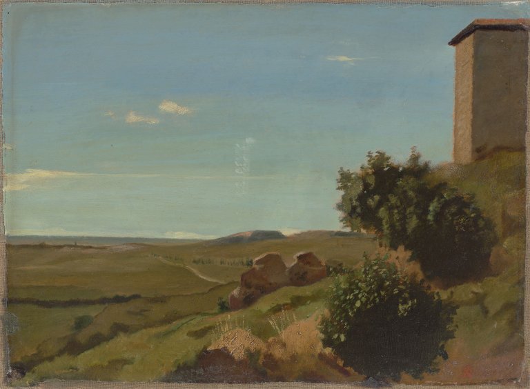 This picture shows the following artwork: Jørgen Roed. Italian landscape. Circa 1838.