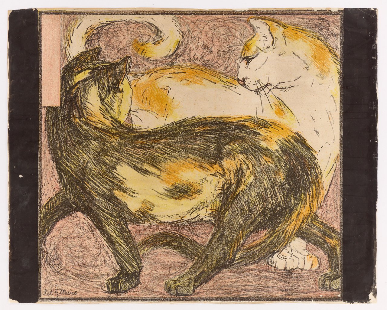 This picture shows the following artwork: Franz Marc. ”Zwei Katzen”. 1909/10.