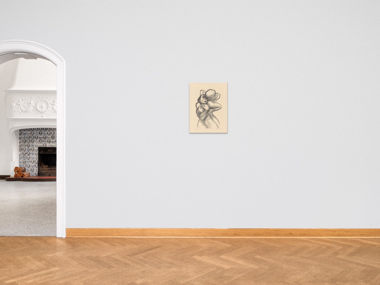 Auf diesem Bild ist das folgende Kunstwerk zu sehen: Käthe Kollwitz. „Tod packt eine Frau“. 1934.