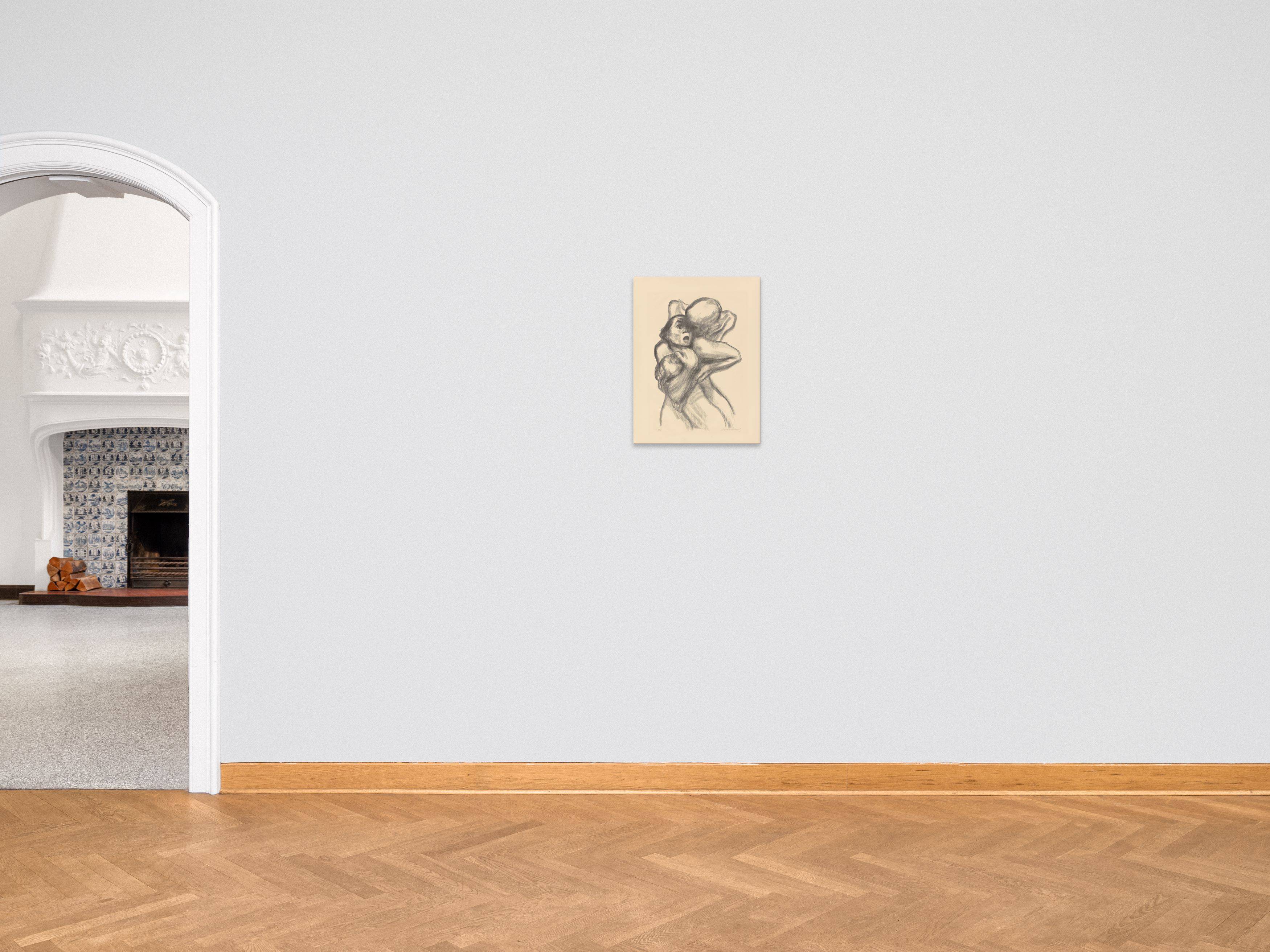 Auf diesem Bild ist das folgende Kunstwerk zu sehen: Käthe Kollwitz. „Tod packt eine Frau“. 1934.