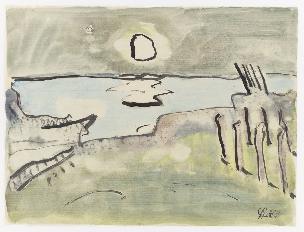 This picture shows the following artwork: Karl Schmidt-Rottluff. Baltic Sea Landscape. Presumably 1970s.