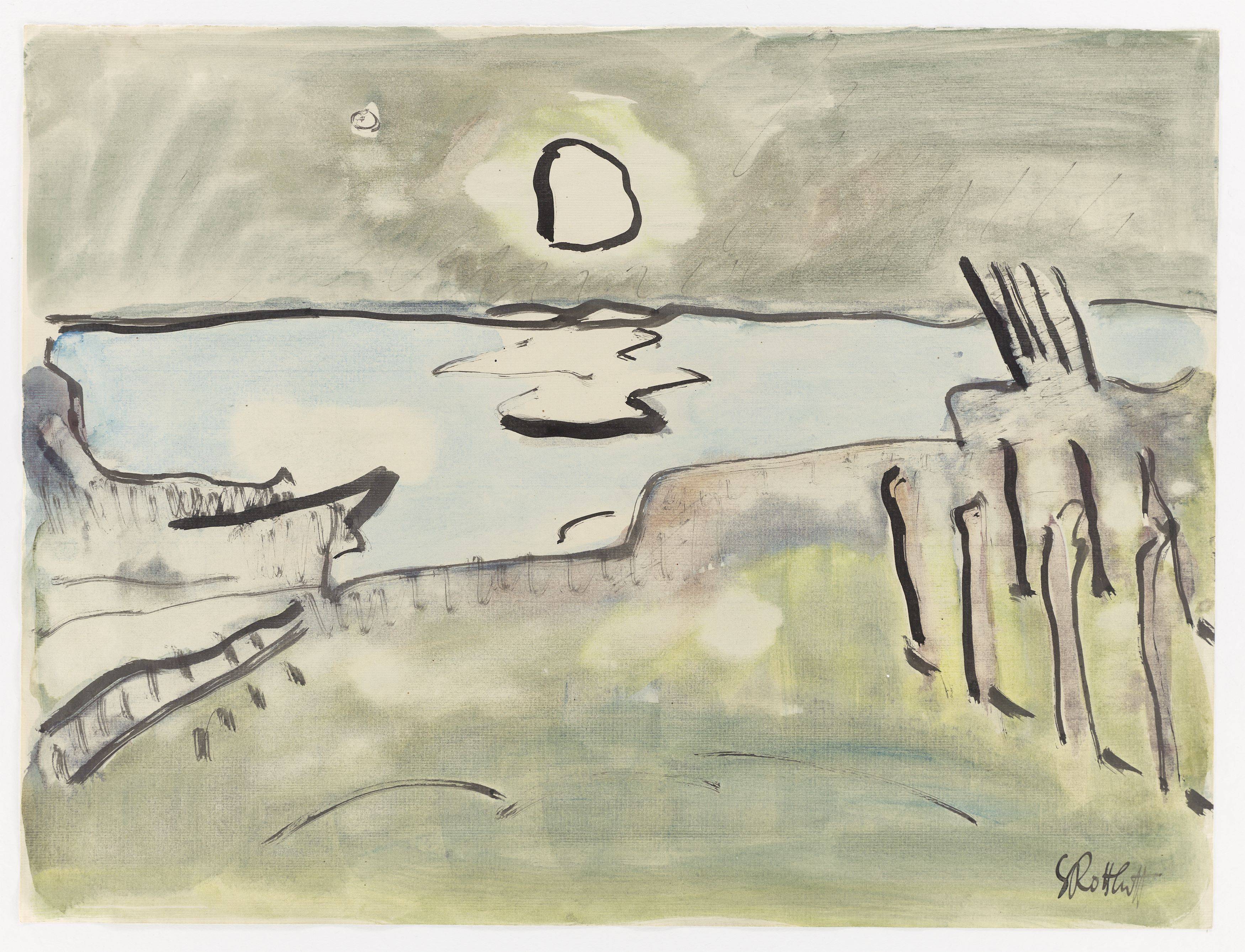 This picture shows the following artwork: Karl Schmidt-Rottluff. Baltic Sea Landscape. Presumably 1970s.