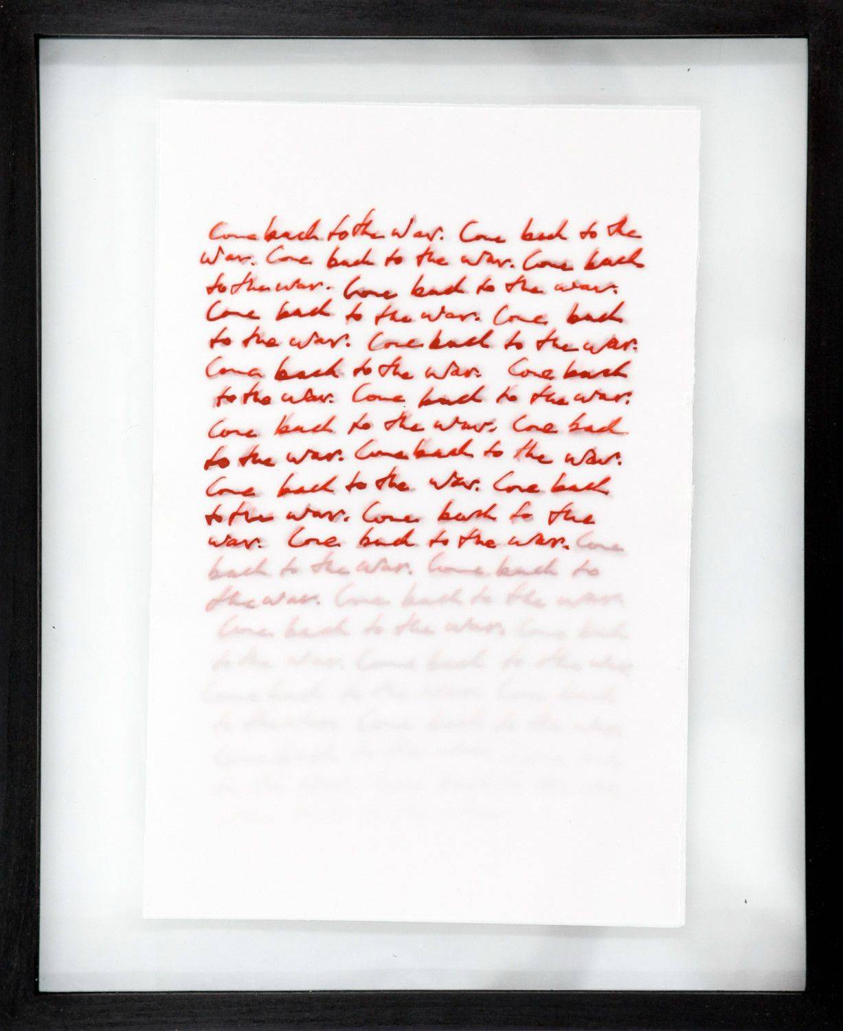 Auf diesem Bild ist das folgende Kunstwerk zu sehen: Annabel Daou. „come back to the war, my love“. 2011.