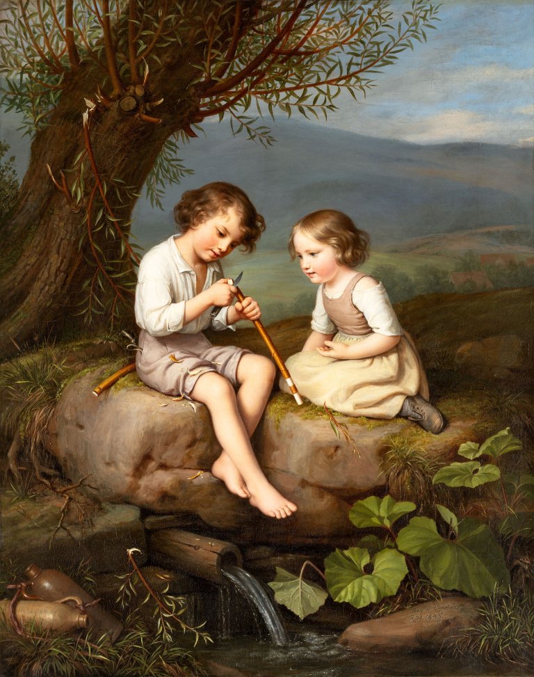 This picture shows the following artwork: August von der Embde. Children at Play. 1845.
