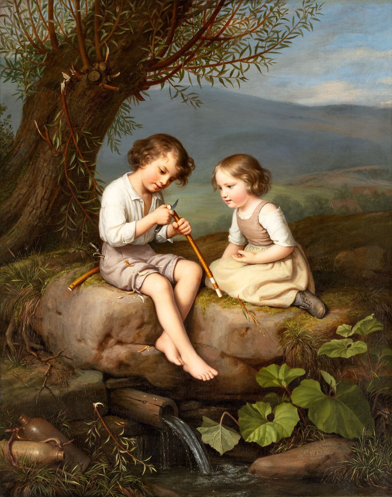 This picture shows the following artwork: August von der Embde. Children at Play. 1845.
