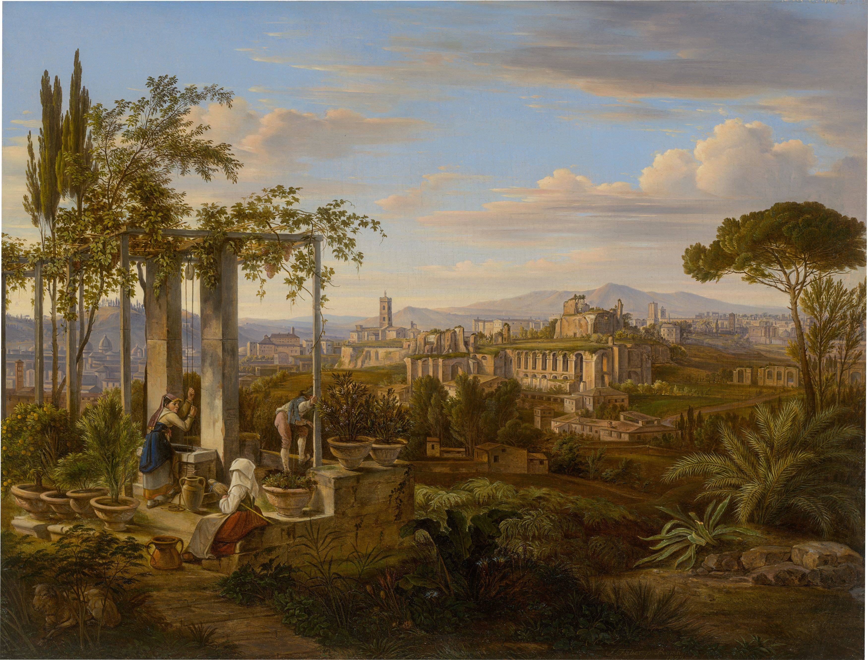 This picture shows the following artwork: Johann Joachim Faber. View of the Palatine Hill in Rome. 1823.