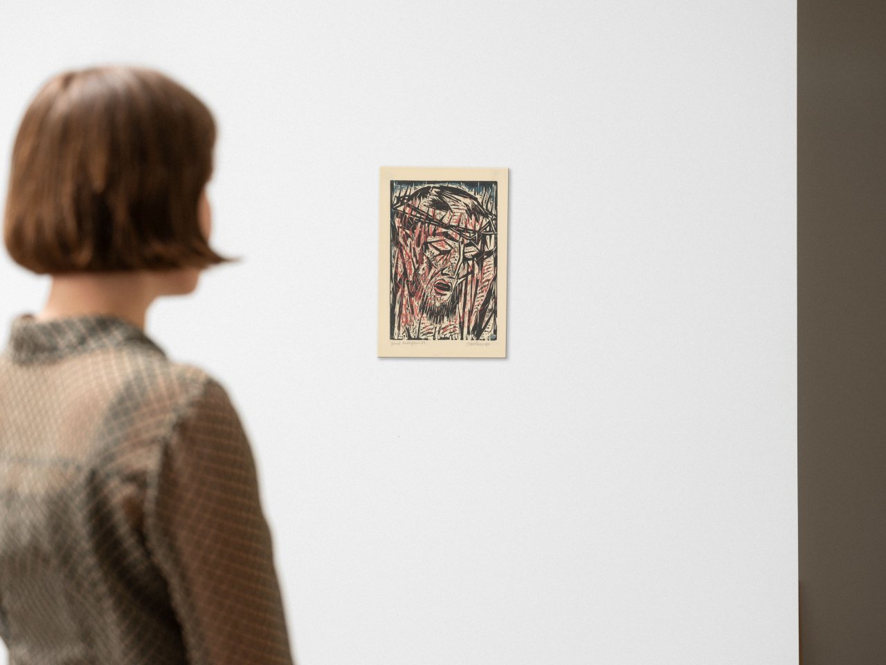 This picture shows the following artwork: Otto Lange. ”Christuskopf”. 1916.